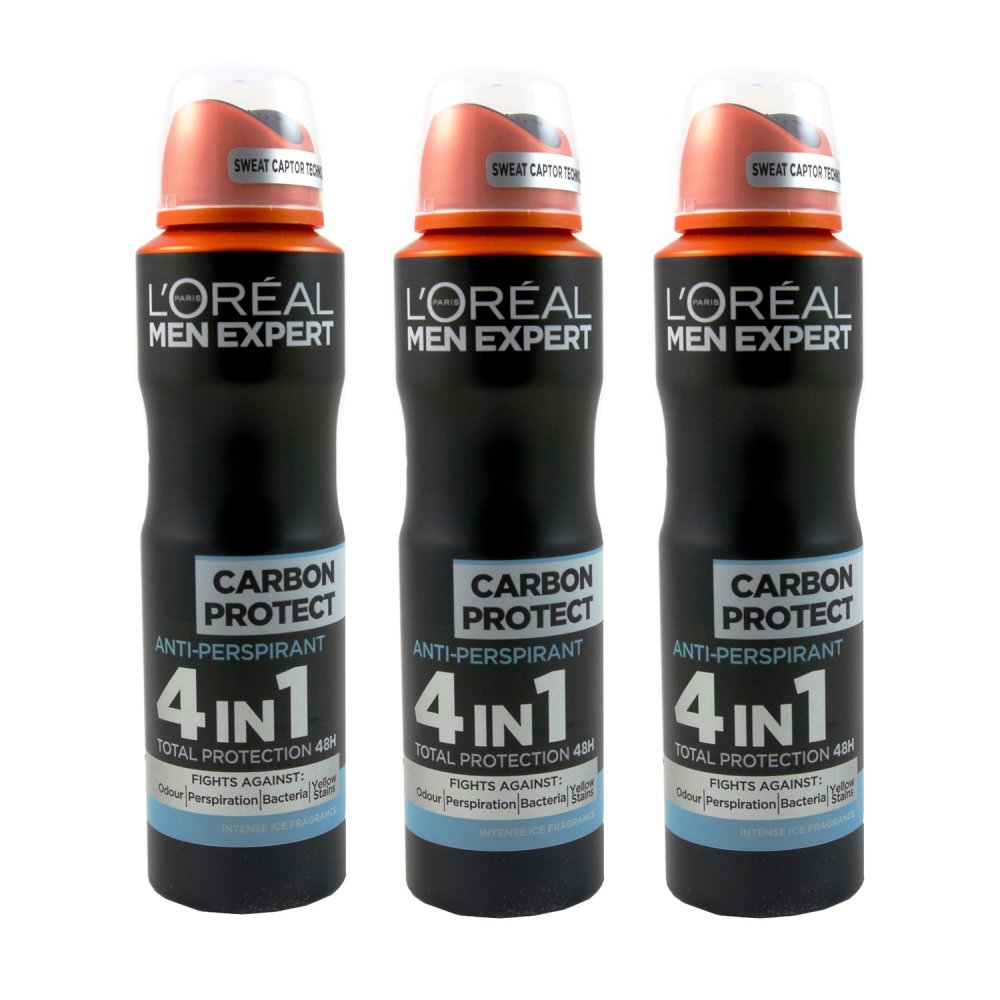 Loreal Men Expert Carbon Protect 4 in 1 Deodorant 3 x 150 ml Set bei Riemax
