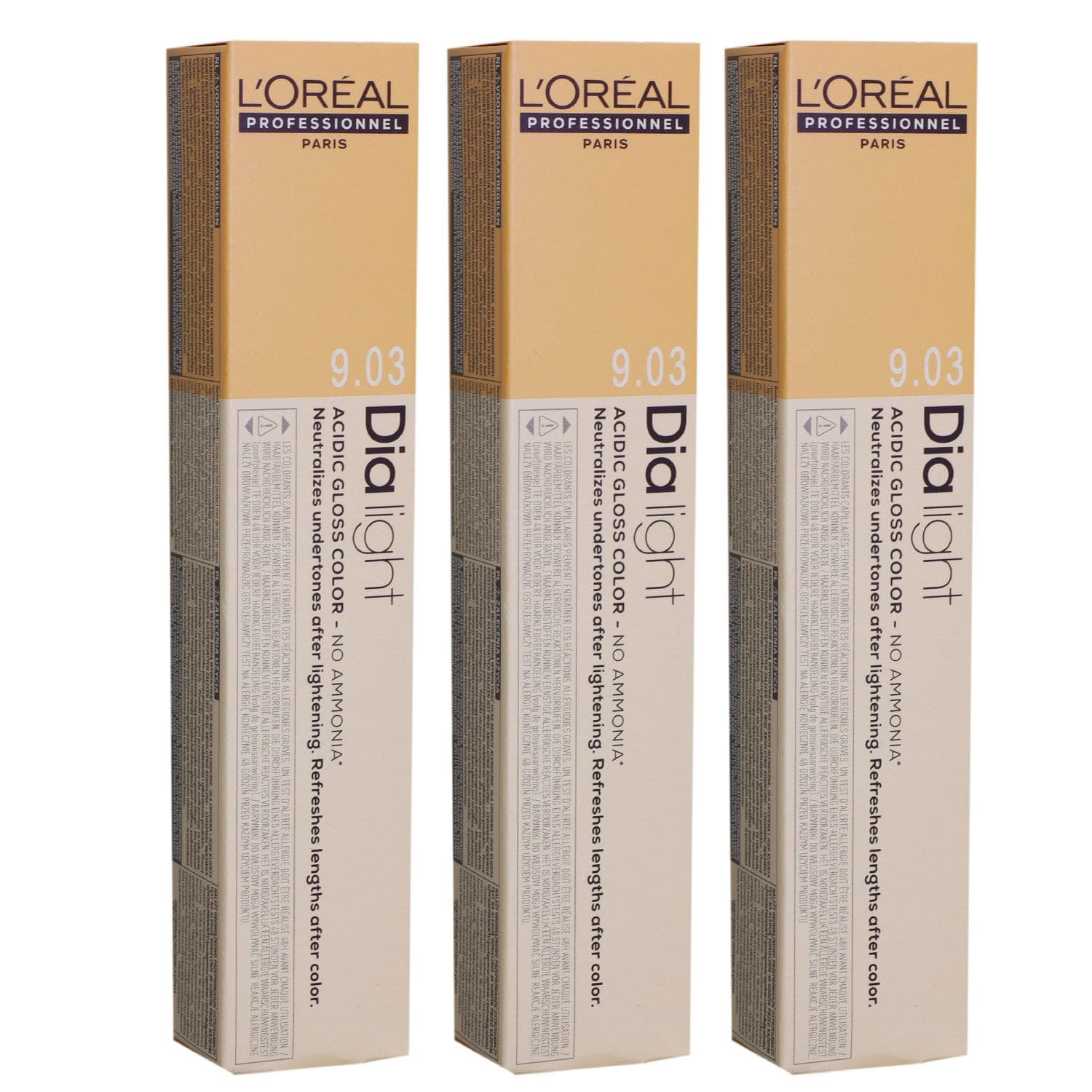 Loreal Professionnel dia light 3 x 50 ml 9.03 Milkshake gold Haarfarben Set