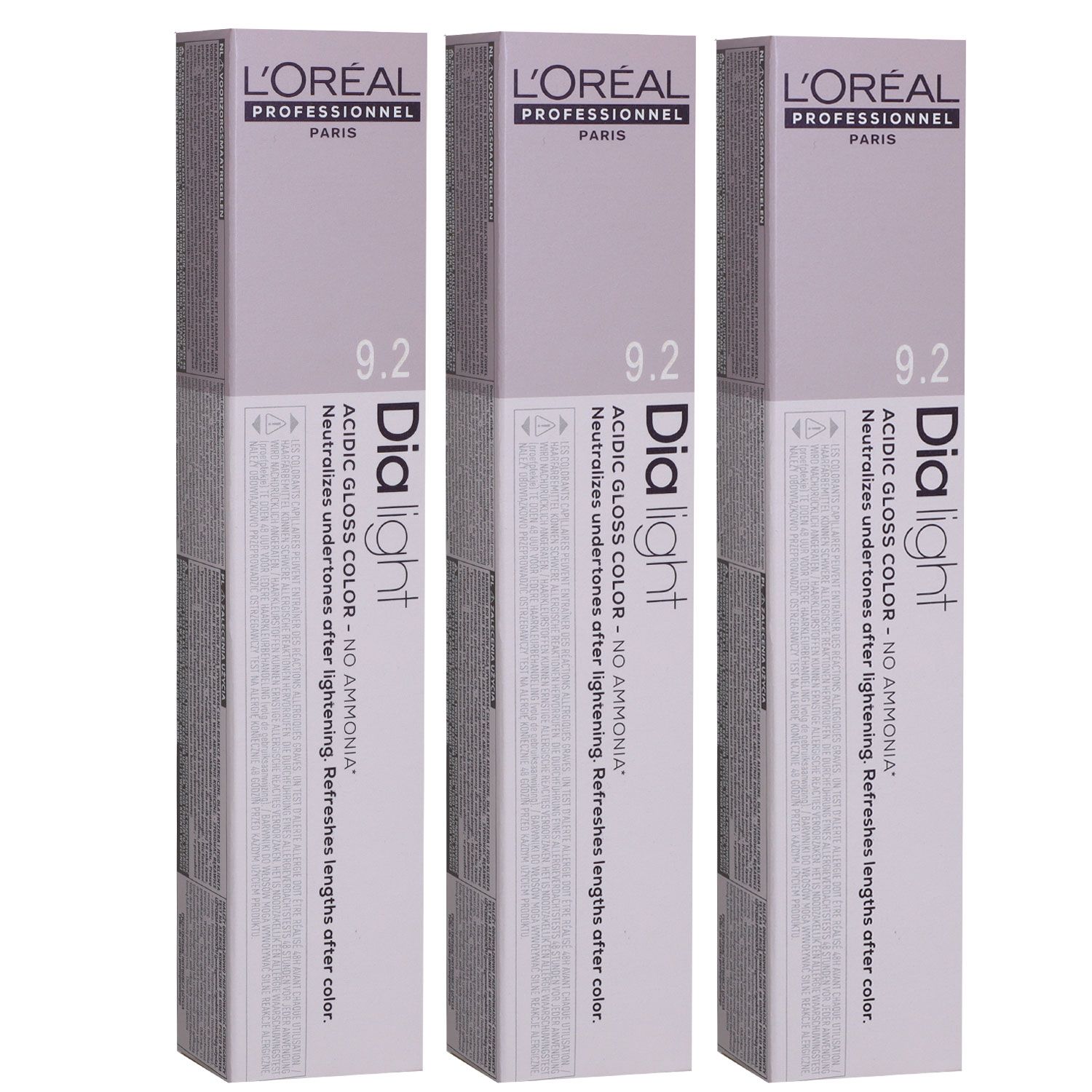 Loreal Professionnel dia light 3 x 50 ml 9.2 sehr helles blond irise Haarfarben Set