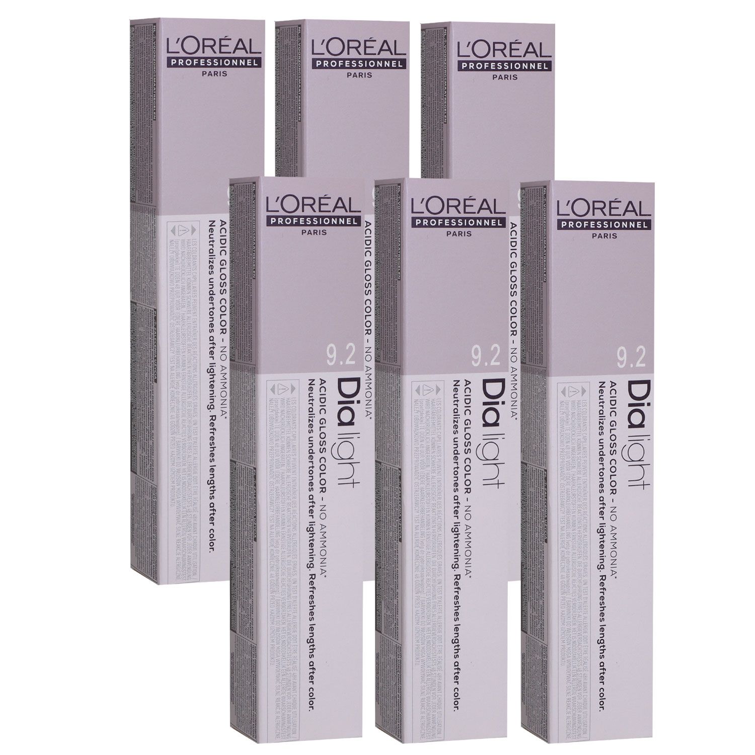 Loreal Professionnel dia light 6 x 50 ml 9.2 sehr helles blond irise Haarfarben Set