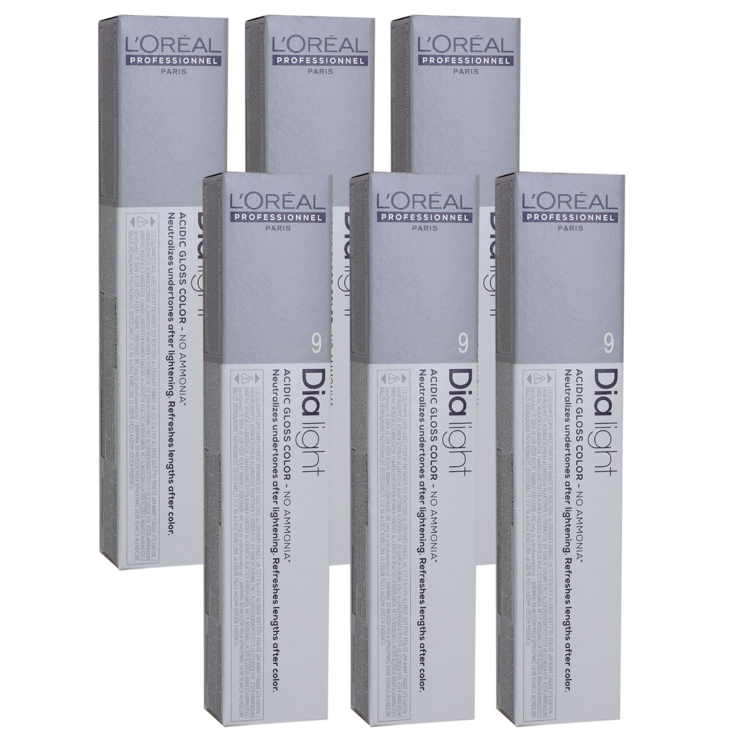 Loreal Professionnel dia light 6 x 50 ml 9 sehr helles blond Haarfarben Set