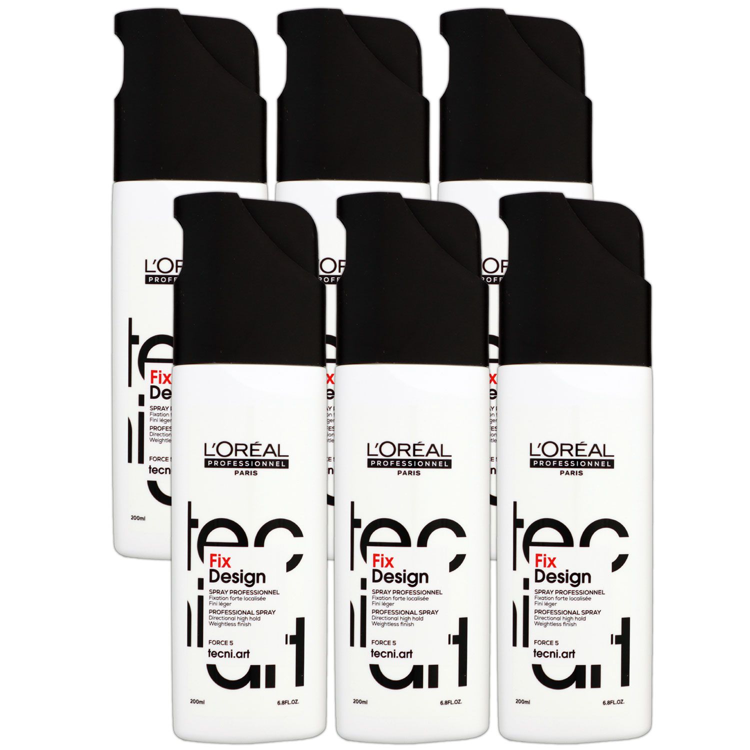 Loreal Tecni. ART Fix Design 6 x 200 ml Haarspray starker halt Set
