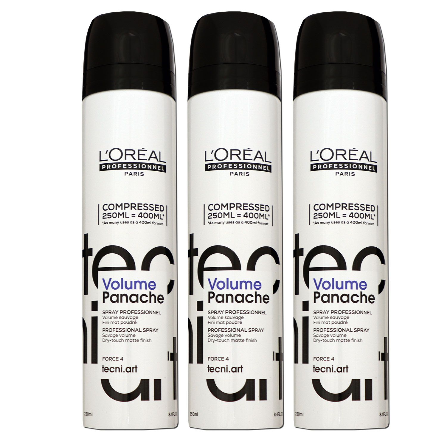 Loreal Tecni. ART Volume Panache Pure 3 x 250 ml Stylingspray Set