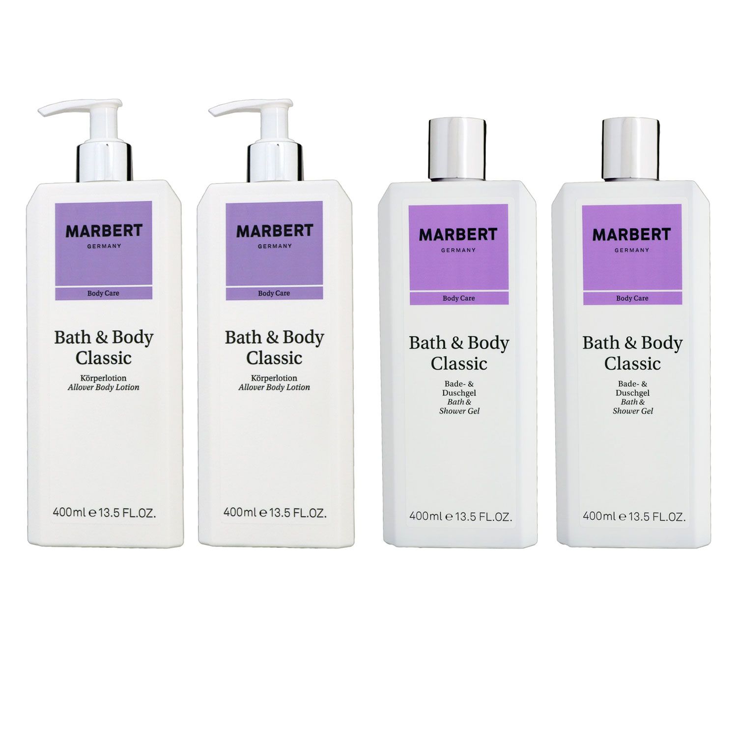 Marbert Bath & Body Classic 2 x 400 ml Duschgel & 2 x 400 ml K�rperlotion Set
