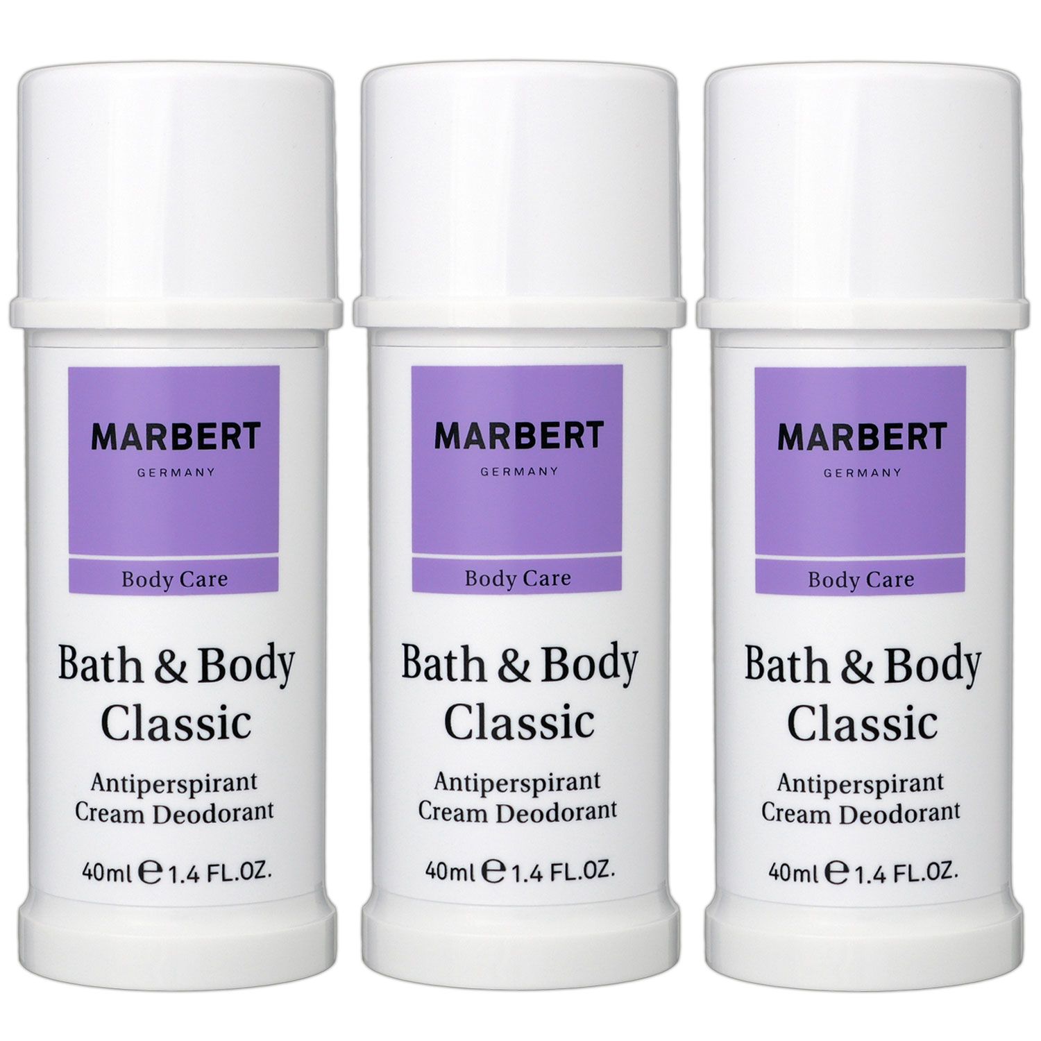 Marbert Bath & Body Classic 3 x 40 ml Cream Deodorant Set Creme f�r empfindliche sensible Haut