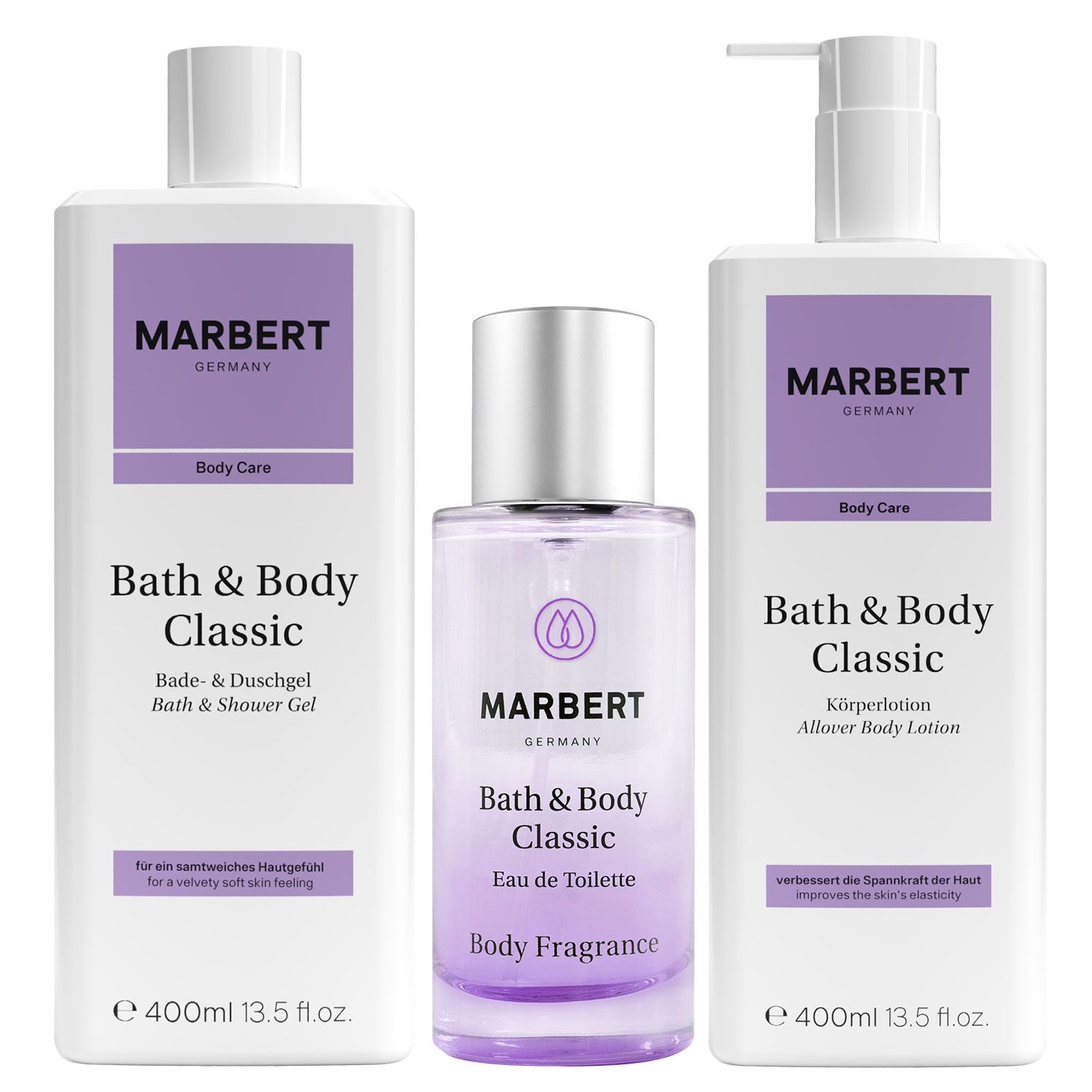 Marbert Bath & Body Classic 50 ml EDT & 400 ml Showergel & 400 ml Bodylotion Set