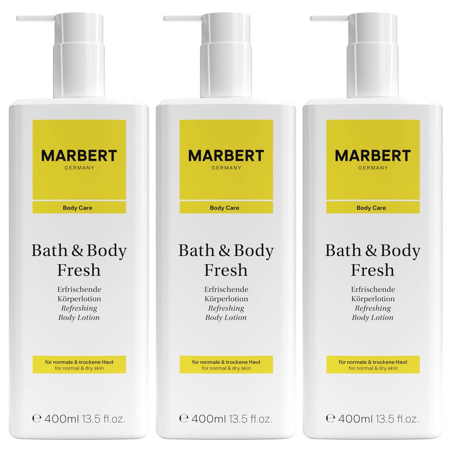 Marbert Bath & Body Fresh 3 x 400 ml Refreshing Fresh Bodylotion alle Hauttypen Set