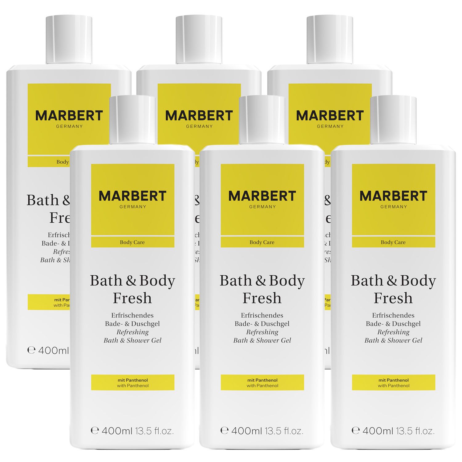 Marbert Bath & Body Fresh 6 x 400 ml Refreshing Duschgel Showergel Set