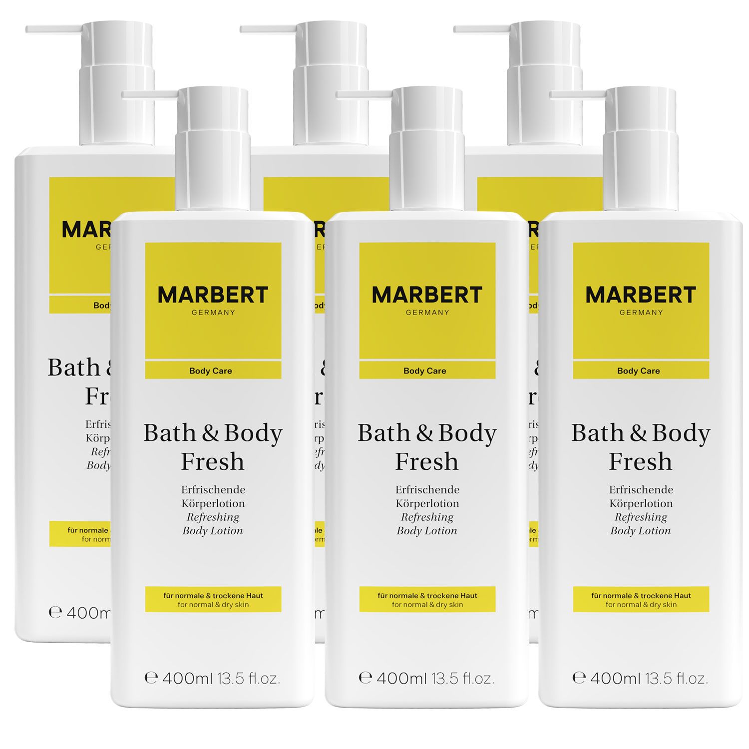 Marbert Bath & Body Fresh 6 x 400 ml Refreshing Fresh Bodylotion alle Hauttypen Set