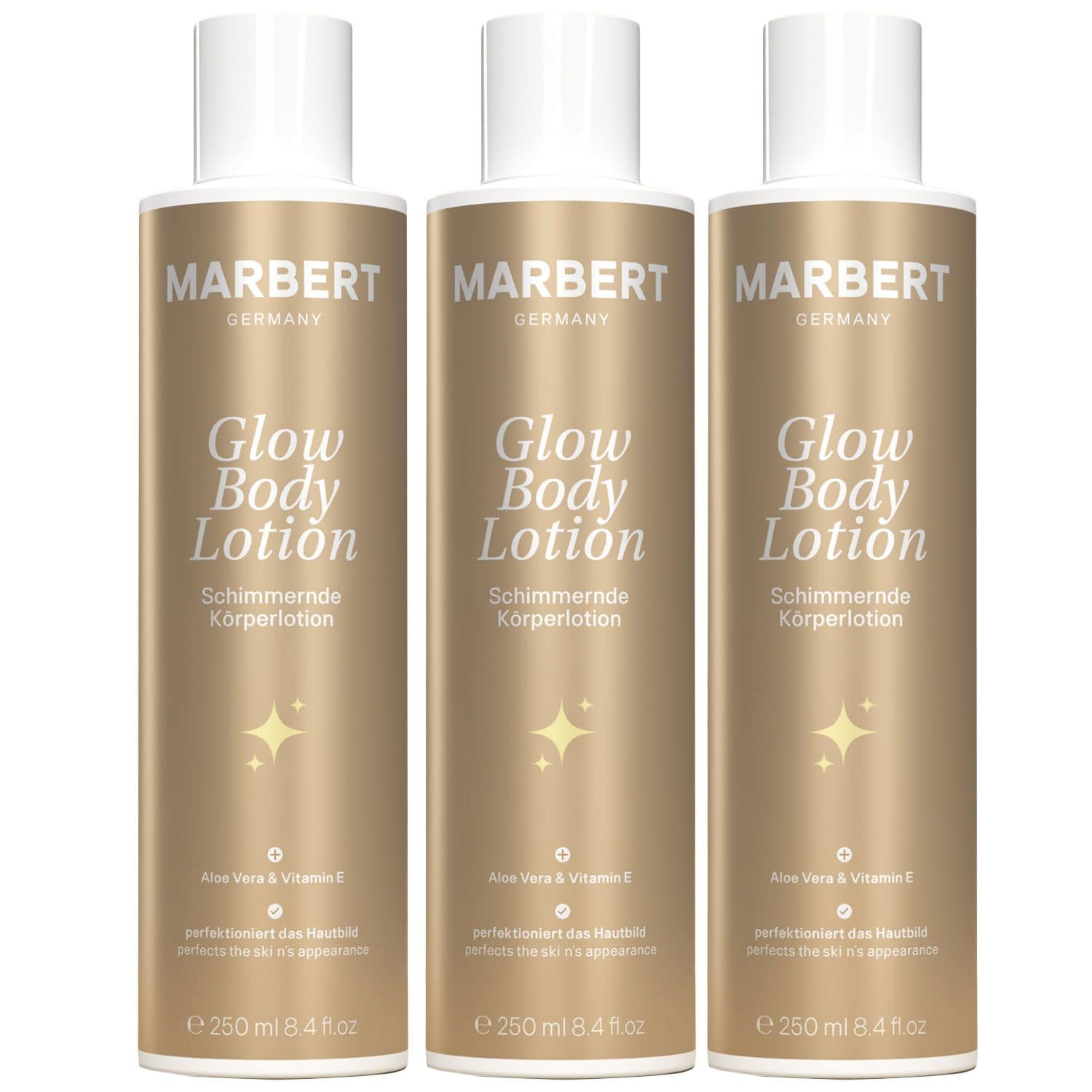 Marbert Bath & Body Glow 3 x 250 ml schimmernde Body Lotion K�rperlotion Set