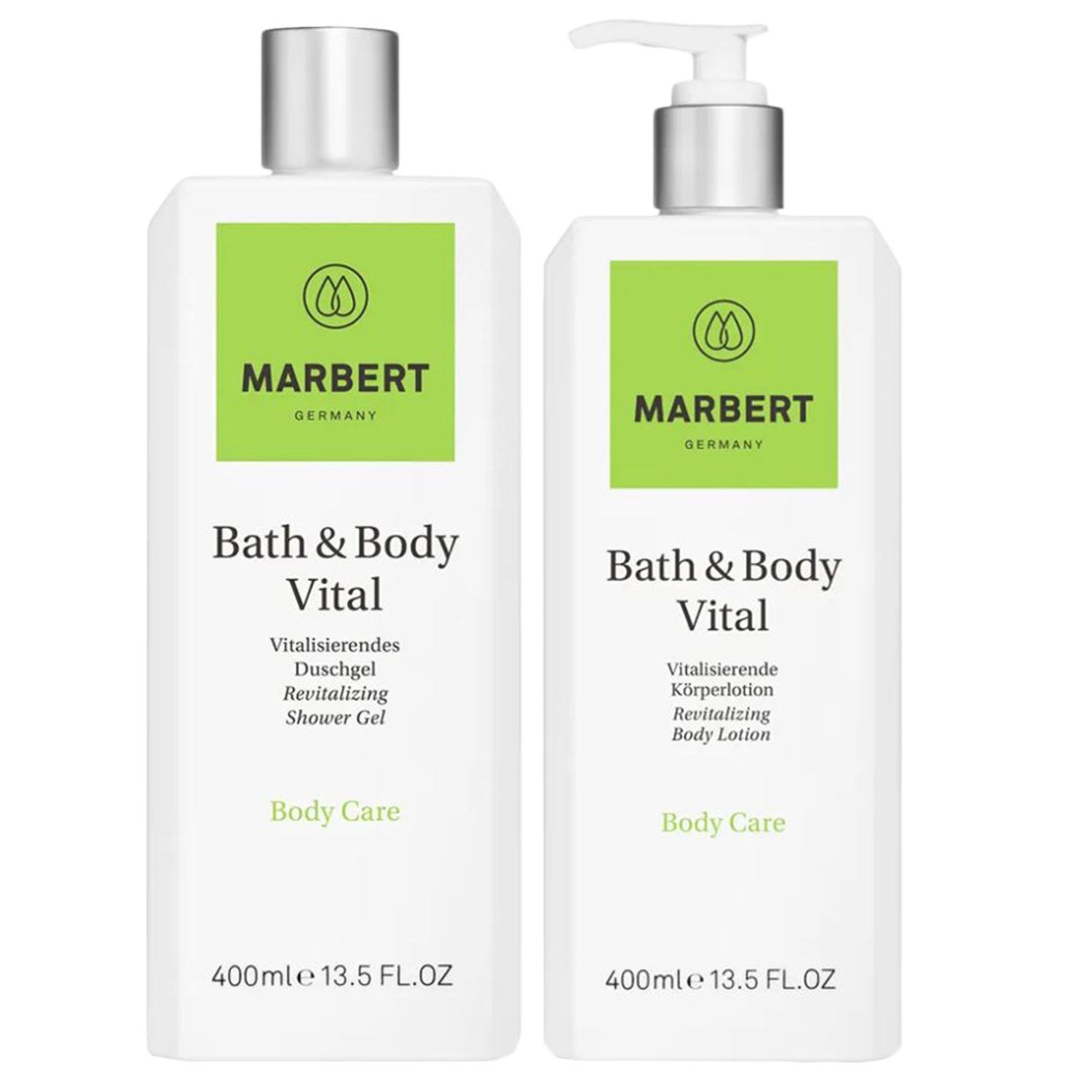 Marbert Bath & Body Vital 400 ml Showergel Duschgel & 400 ml Bodylotion Set