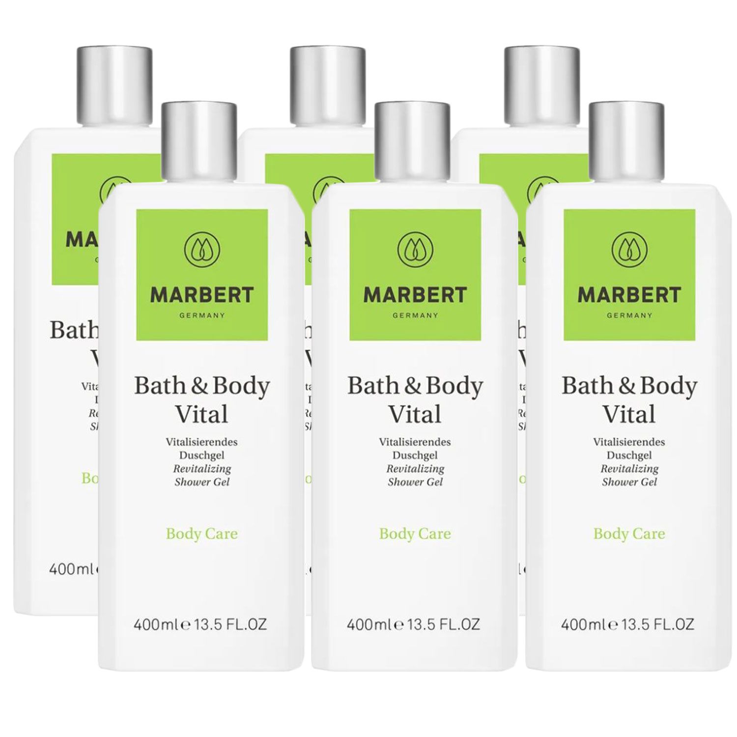 Marbert Bath & Body Vital 6 x 400 ml Duschgel Showergel Set