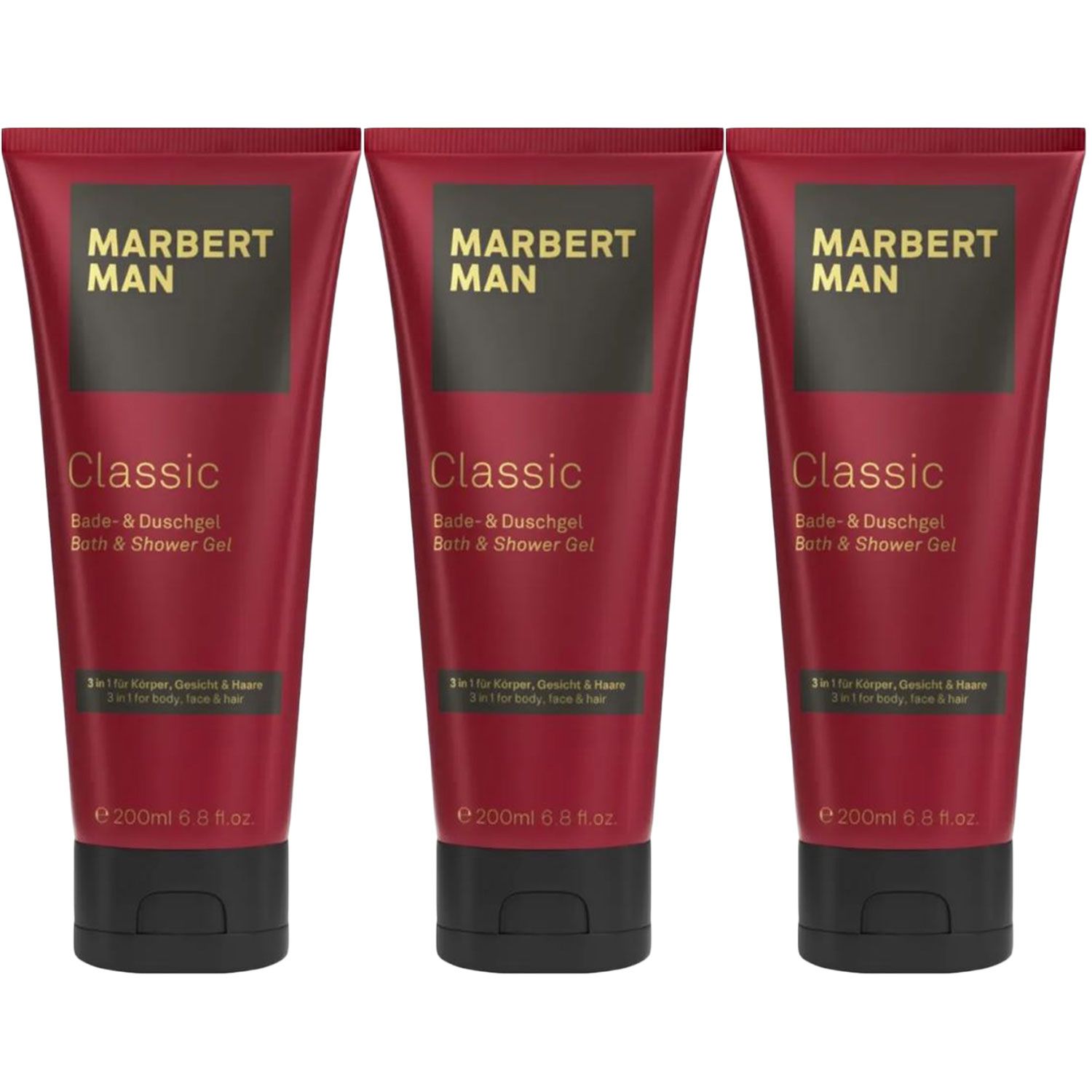 Marbert Man Classic 3 x 200 ml Bath & Showergel Bade- und Duschgel Set