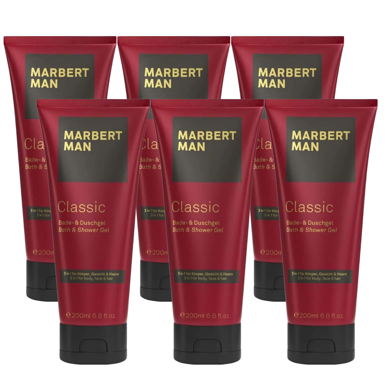 Marbert Man Classic 6 x 200 ml Bath & Showergel Bade- und Duschgel Set