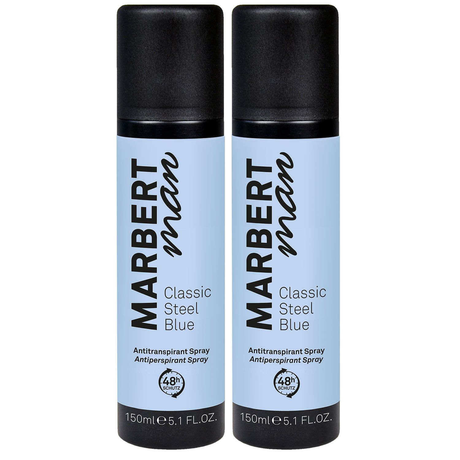 Marbert Man Classic Steel Blue 2 x 150 ml Antitranspirant Spray Deospray Set