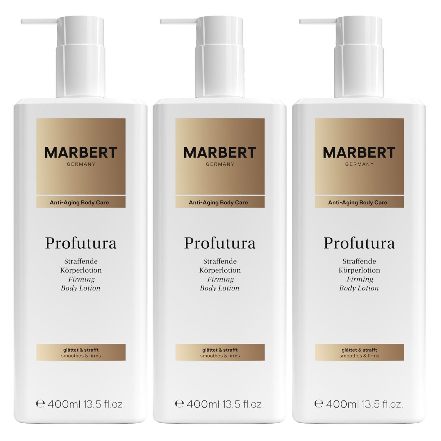Marbert Profutura 3 x 400 ml Bodylotion Body Lotion Straffende Anti-Aging Set