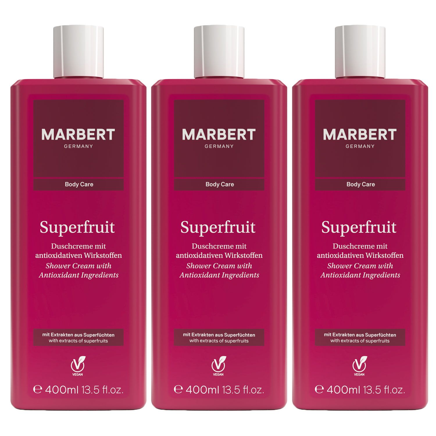 Marbert Superfruit 3 x 400 ml Duschcreme Dusch Creme Shower Cream Set