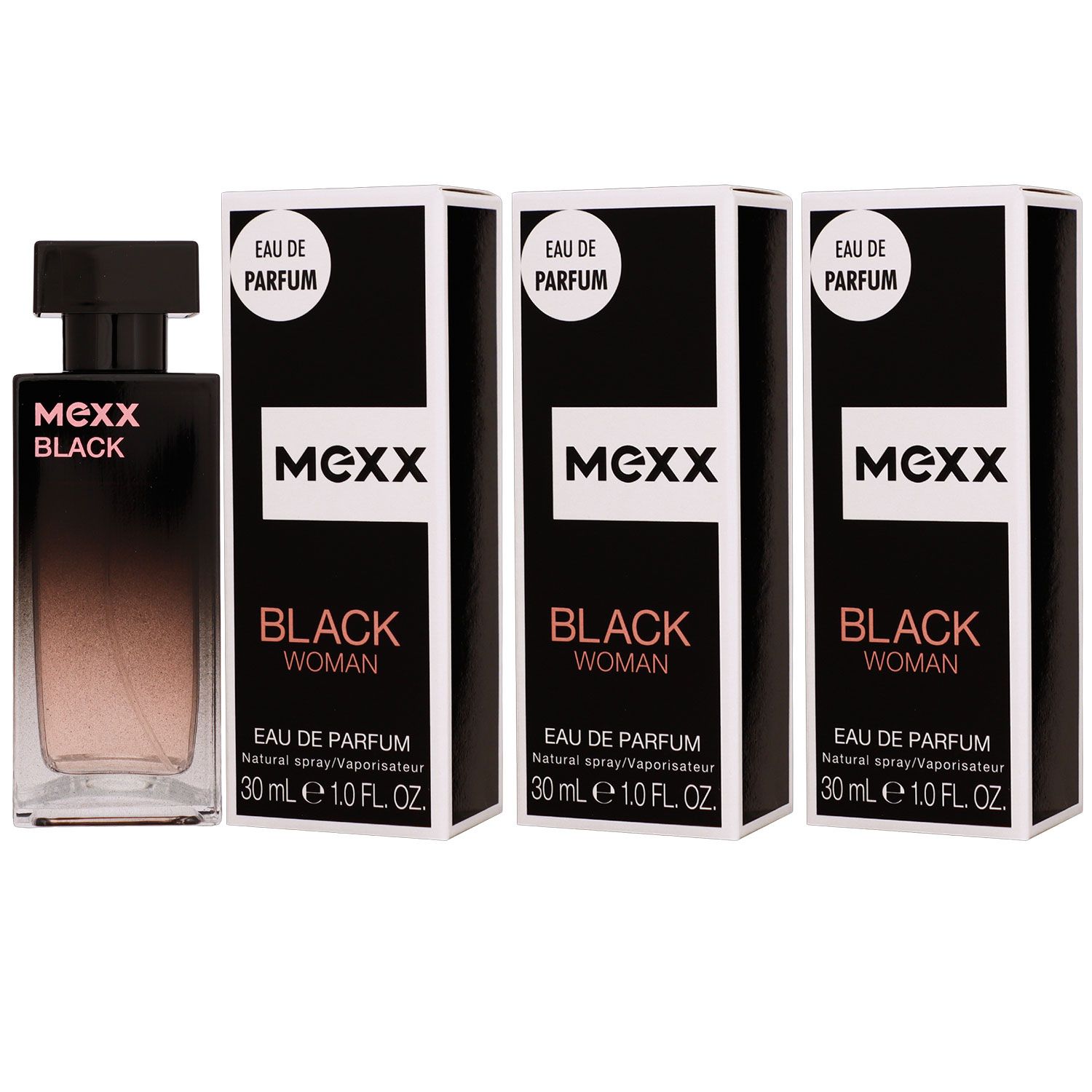 Mexx Black Woman 3 x 30 ml Eau de Parfum EDP Damenparfum Set