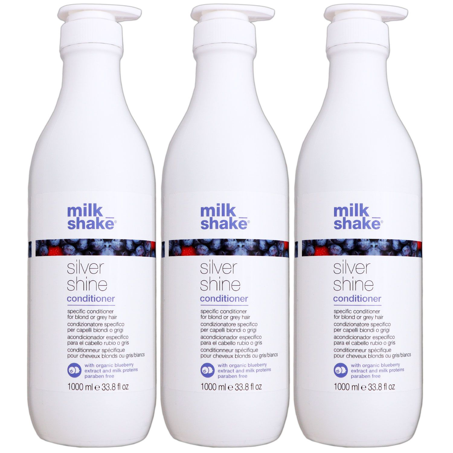 Milk Shake Silver Shine Conditioner 3 x 1000 ml f�r blondes und graues Haar Silbersp�lung Set