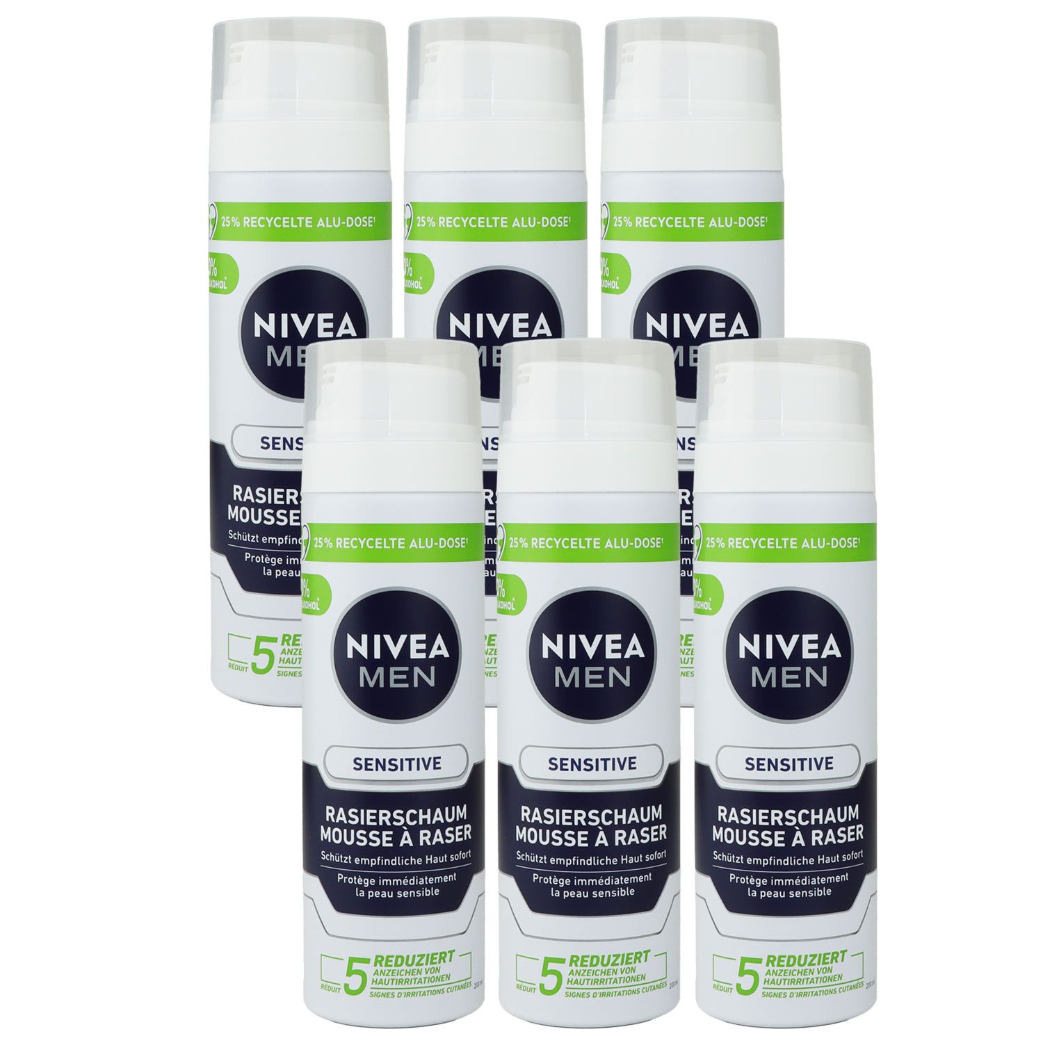 Nivea Men Sensitiv Rasierschaum 6 x 200 ml f�r empfindliche Haut Set