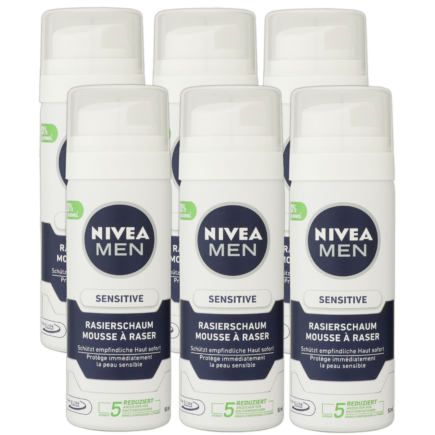 Nivea Men Sensitive 6 x 50 ml Rasierschaum Shaving Foam f�r empfindliche Haut Set