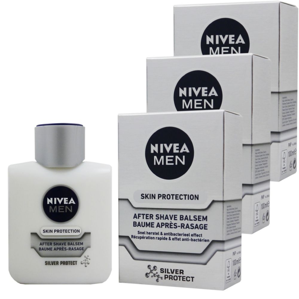 Nivea Men Silver Protect After Shave Balm Balsam 3 x 100 ml Set