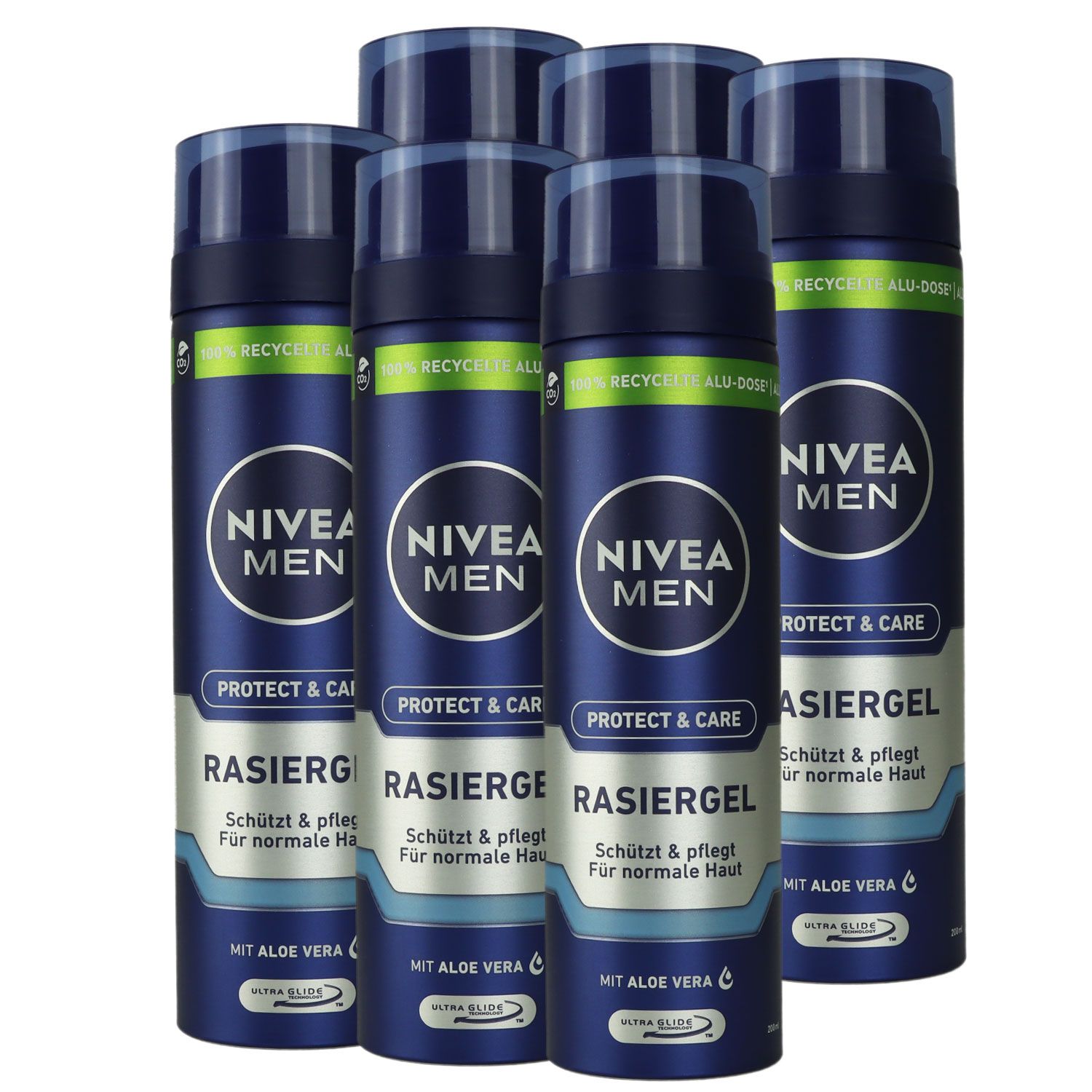 Nivea Rasiergel 6 x 200 ml mild Rasiergel f�r Herren normale Haut f�rs Gesicht Set