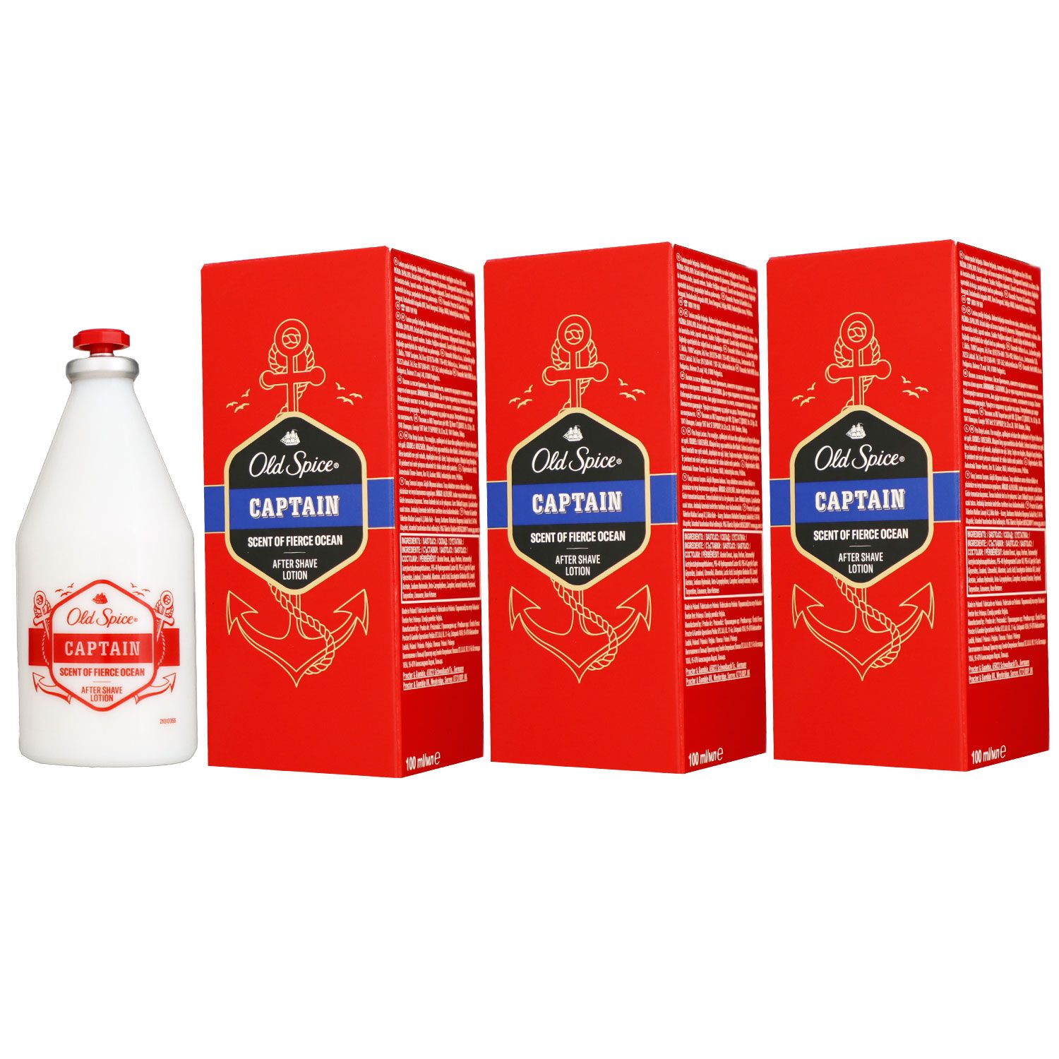Old Spice Captain 3 x 100 ml Aftershave Lotion After Shave Lotion ASL Set