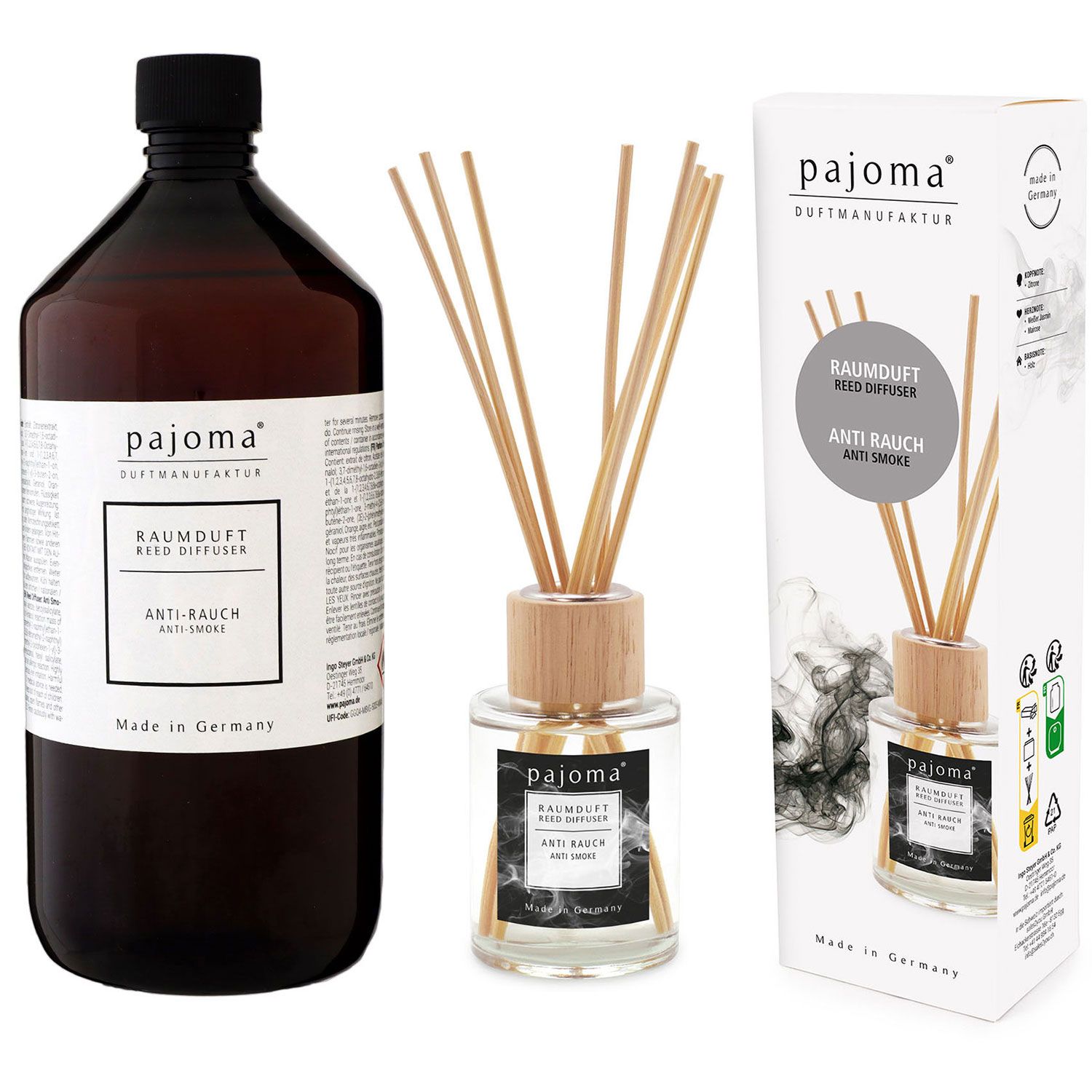 Pajoma Raumduft Nachf�llflasche Anti Rauch 1000 ml & 100 ml Raumduft Set