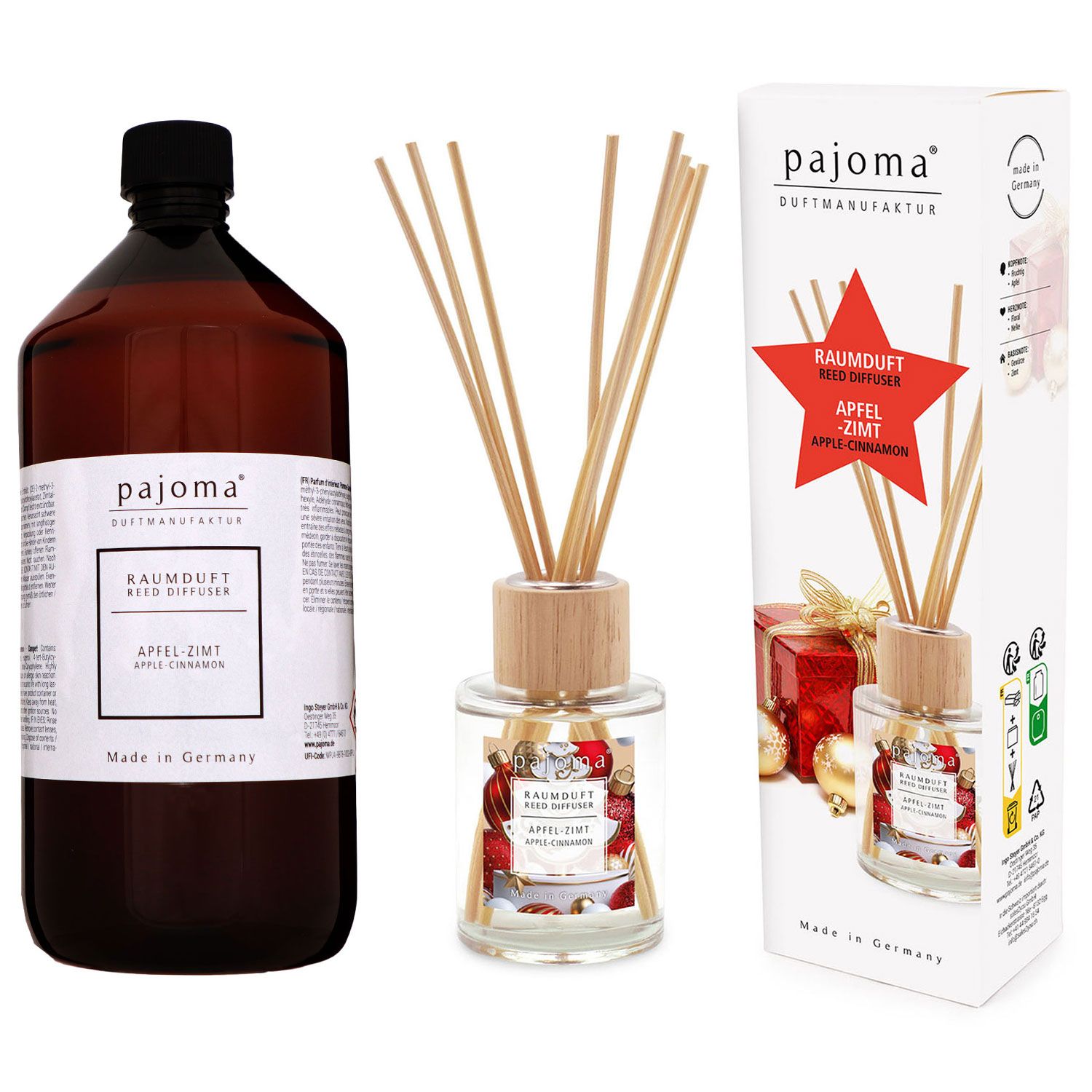 Pajoma Raumduft Nachf�llflasche Apfel-Zimt 1000 ml & 100 ml Raumduft Set