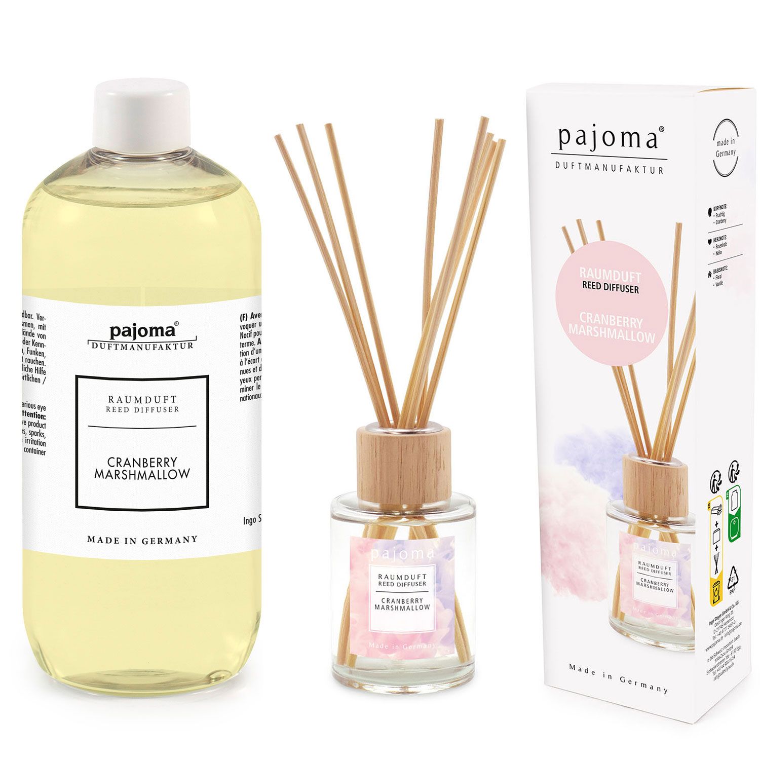 Pajoma Raumduft Nachf�llflasche Cranberry Marshmallow 500 ml & 100 ml Raumduft Set