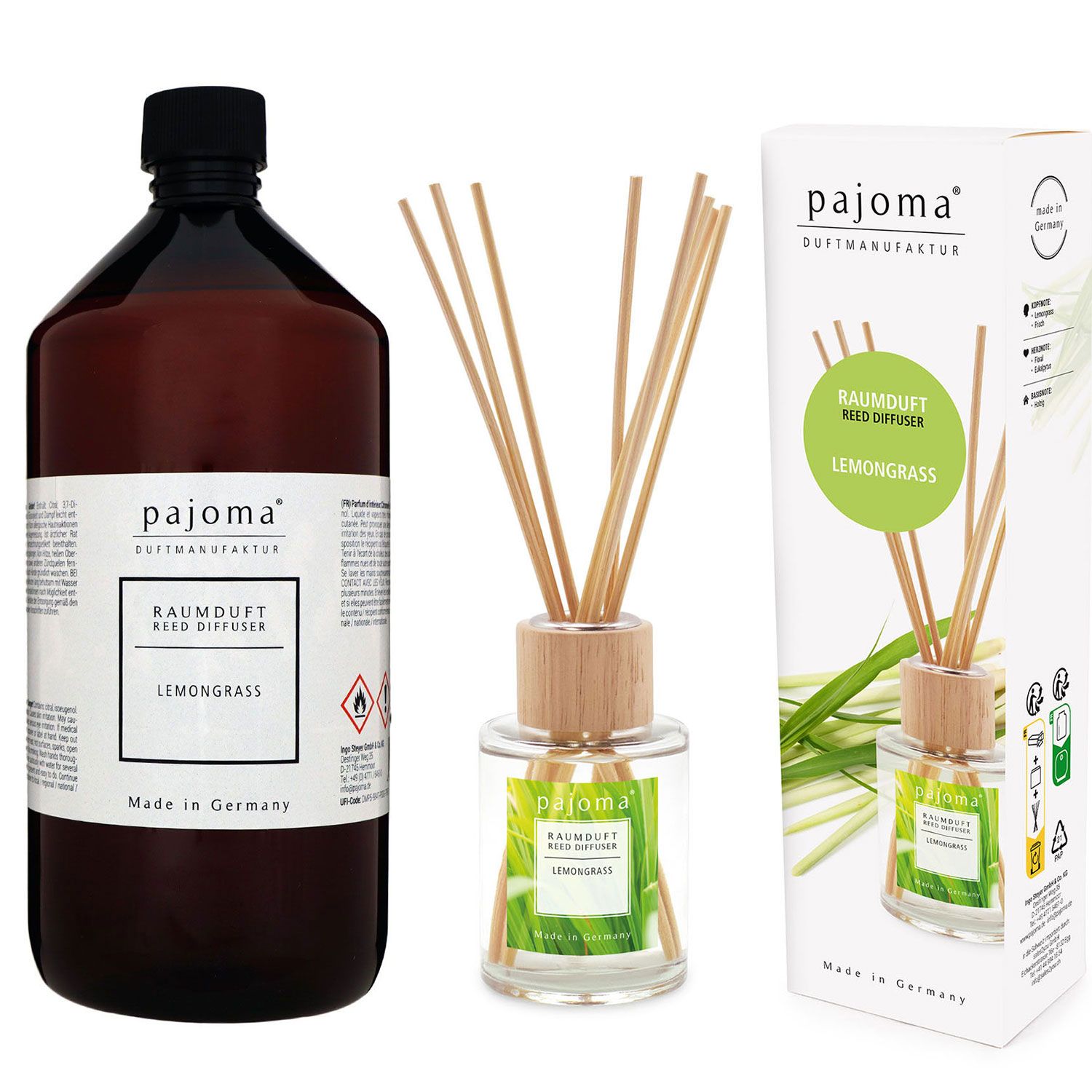 Pajoma Raumduft Nachf�llflasche Lemongrass 1000 ml & 100 ml Raumduft Set
