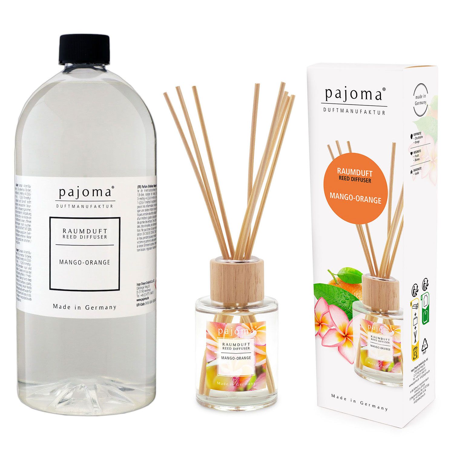 Pajoma Raumduft Nachf�llflasche Mango-Orange 1000 ml & 100 ml Raumduft Set