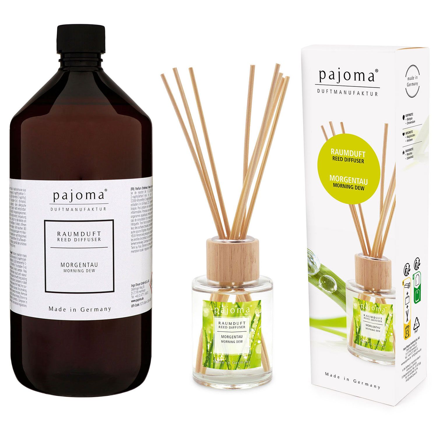 Pajoma Raumduft Nachf�llflasche Morgentau 1000 ml & 100 ml Raumduft Set