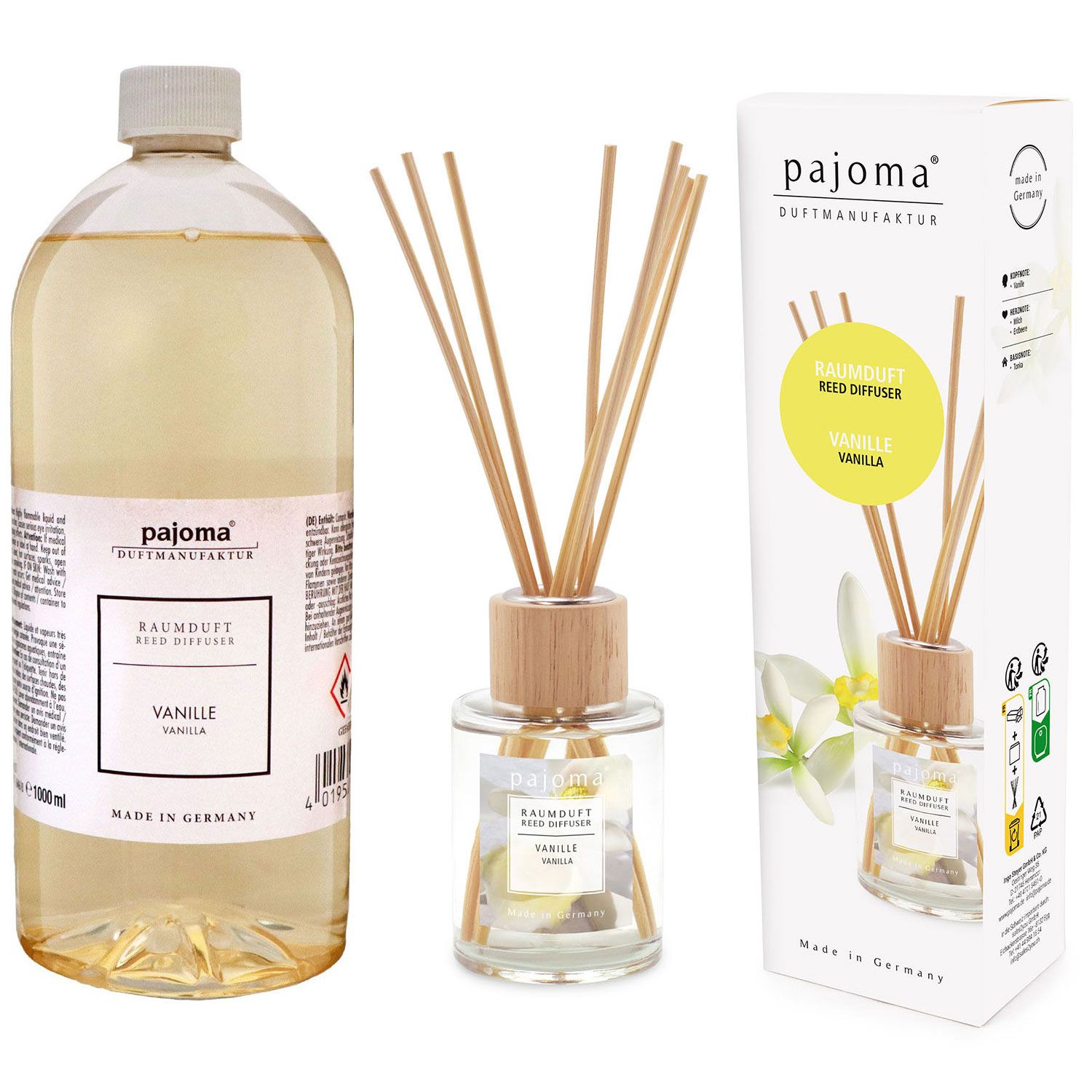 Pajoma Raumduft Nachf�llflasche Vanille 1000 ml & 100 ml Raumduft Set