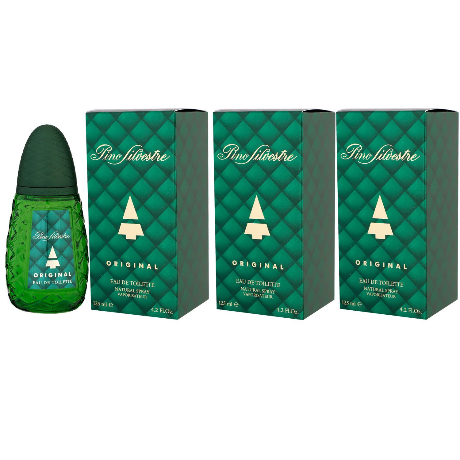 Pino Silvestre Original 3 x 125 ml Eau de Toilette EDT Set Herrenduft Herren Duft