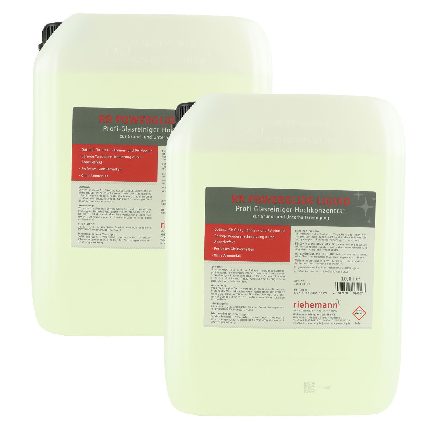 RR Powerglide Liquid 2 x 10 L Profi-Glasreiniger-Hochkonzentrat zur Grundreinigung
