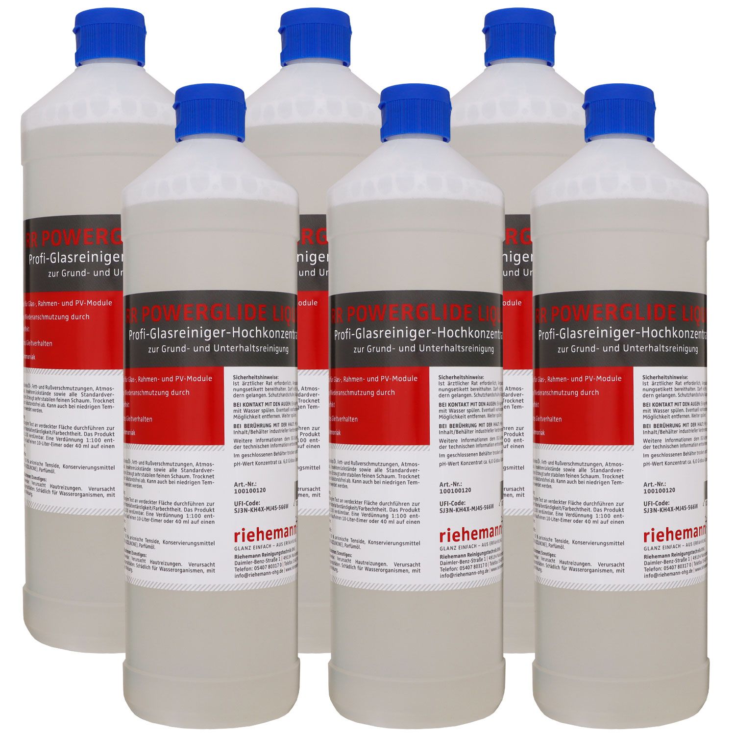RR Powerglide Liquid 6 x 1L Profi-Glasreiniger-Hochkonzentrat zur Grundreinigung