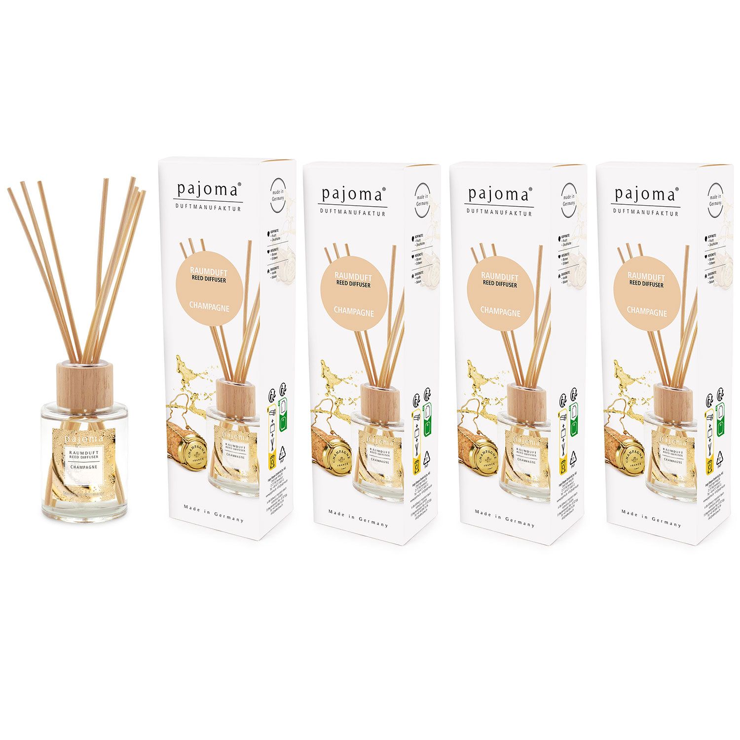 Raumduft Champagne 4 x 100 ml Pajoma Raumduftdiffuser Duft�l Lufterfrischer Set