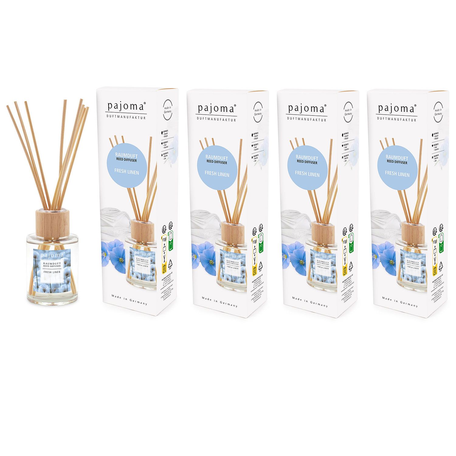 Raumduft Fresh Linen 4 x 100 ml Pajoma Raumduftdiffuser Lufterfrischer Set