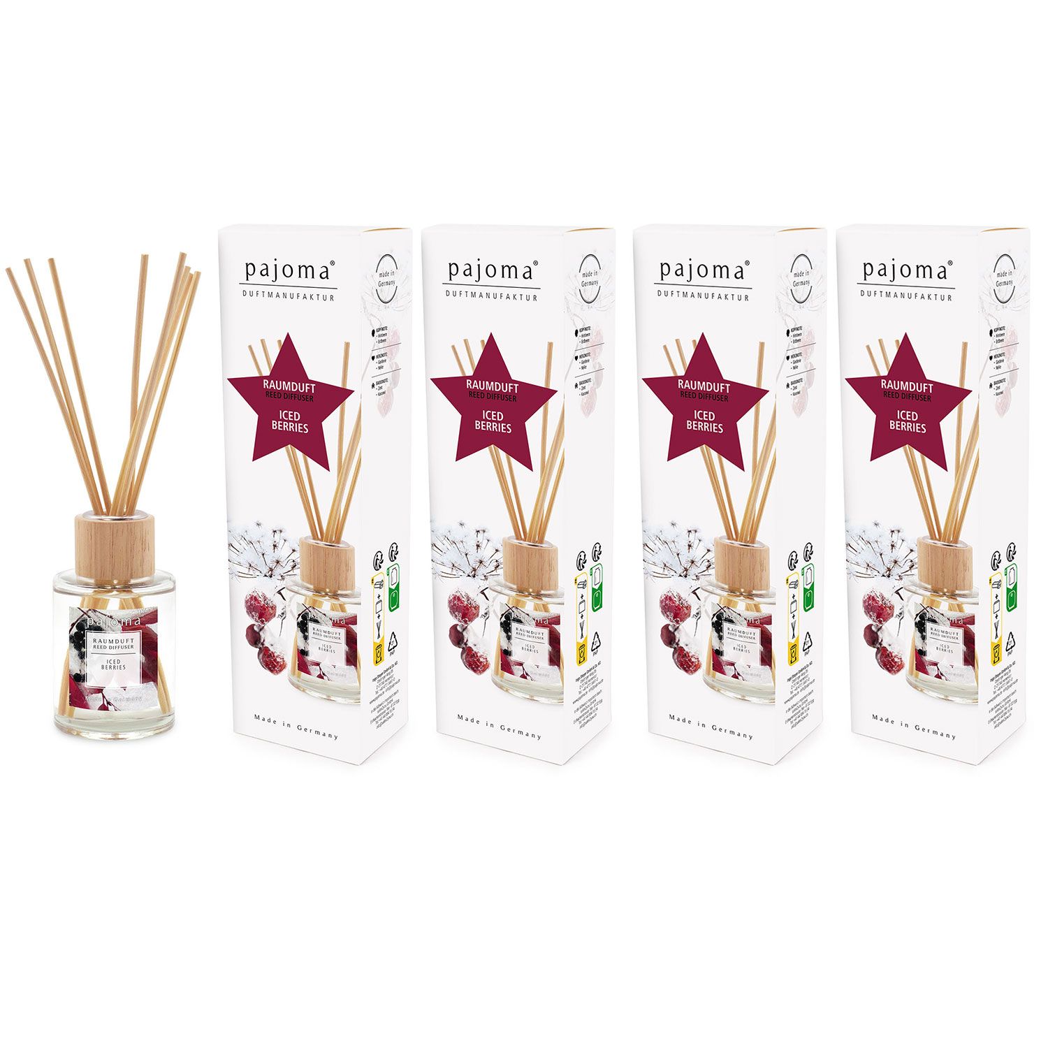 Raumduft Iced Berries 4 x 100 ml Pajoma Raumduftdiffuser Duft�l Lufterfrischer Set