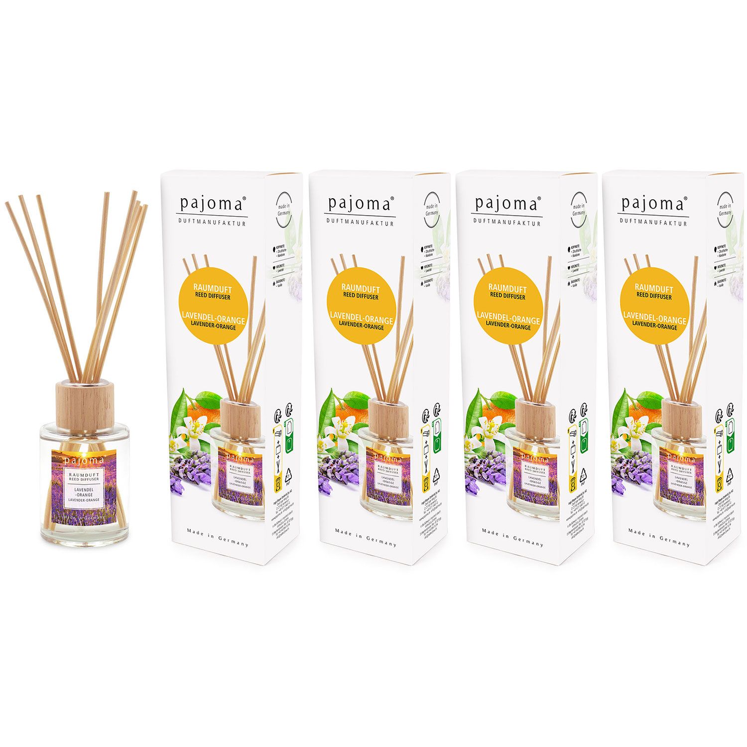Raumduft Lavendel-Orange 4 x 100 ml Pajoma Raumduftdiffuser Lufterfrischer Set