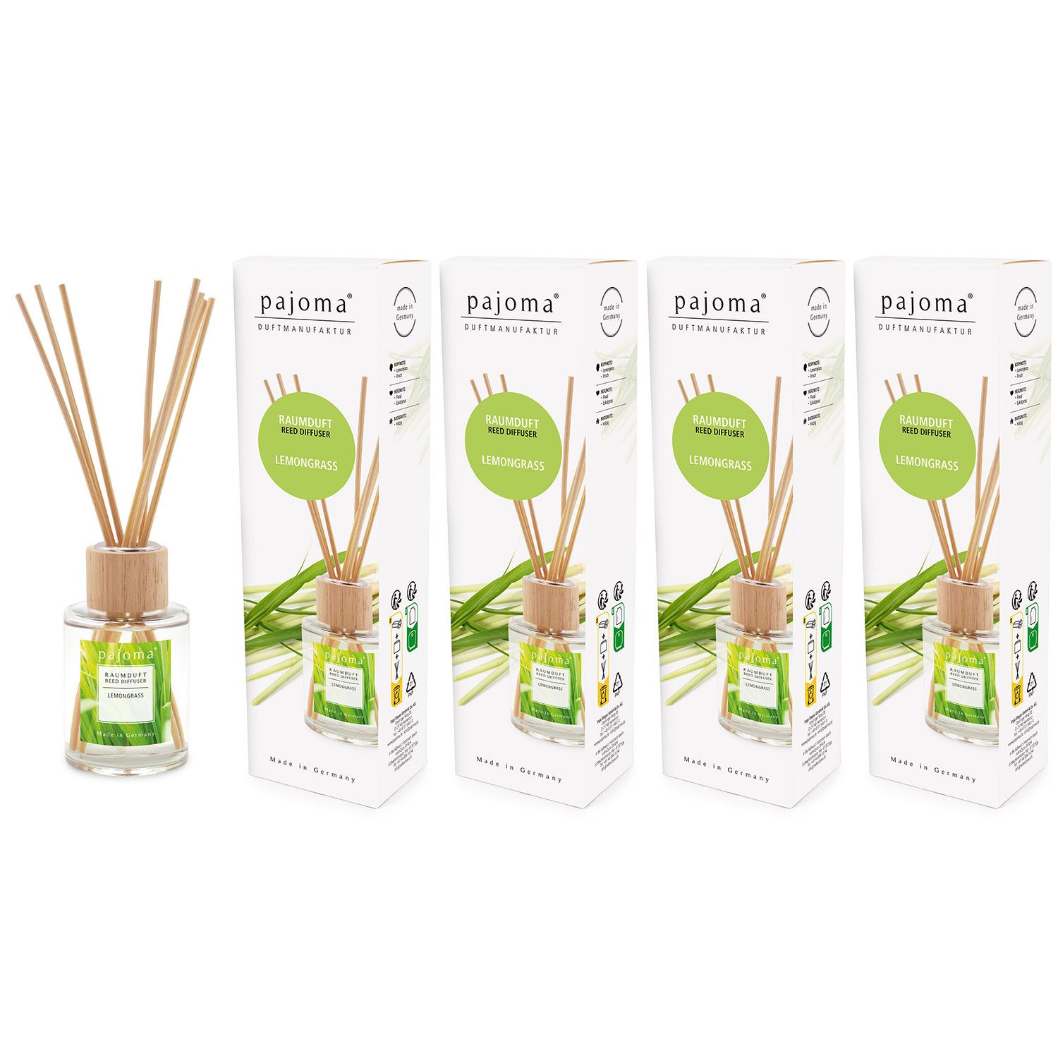 Raumduft Lemongrass 4 x 100 ml Pajoma Raumduftdiffuser Duft�l Lufterfrischer Set