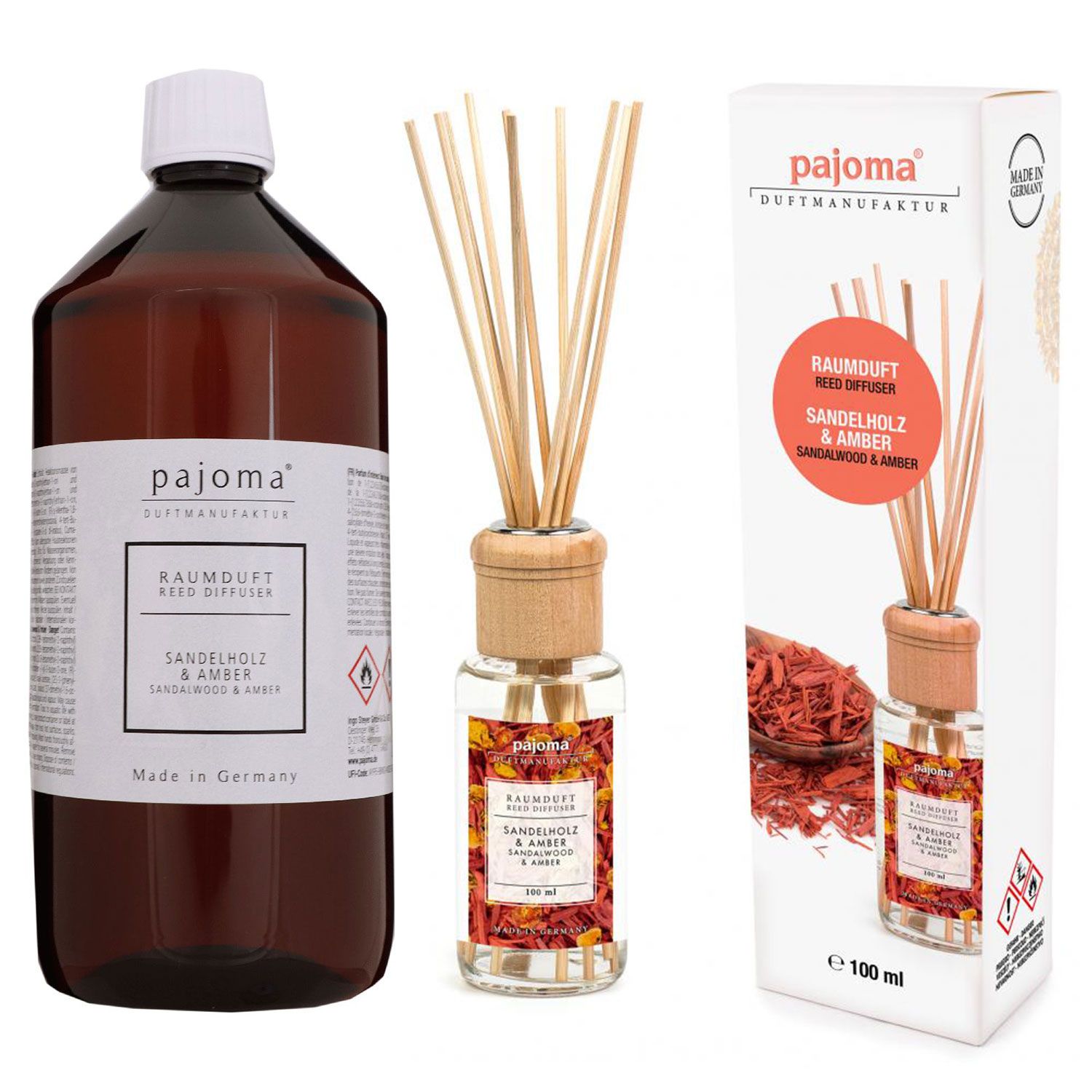 Raumduft Nachf�llflasche Sandelholz-Amber 1000 ml & 100 ml Raumduft Set