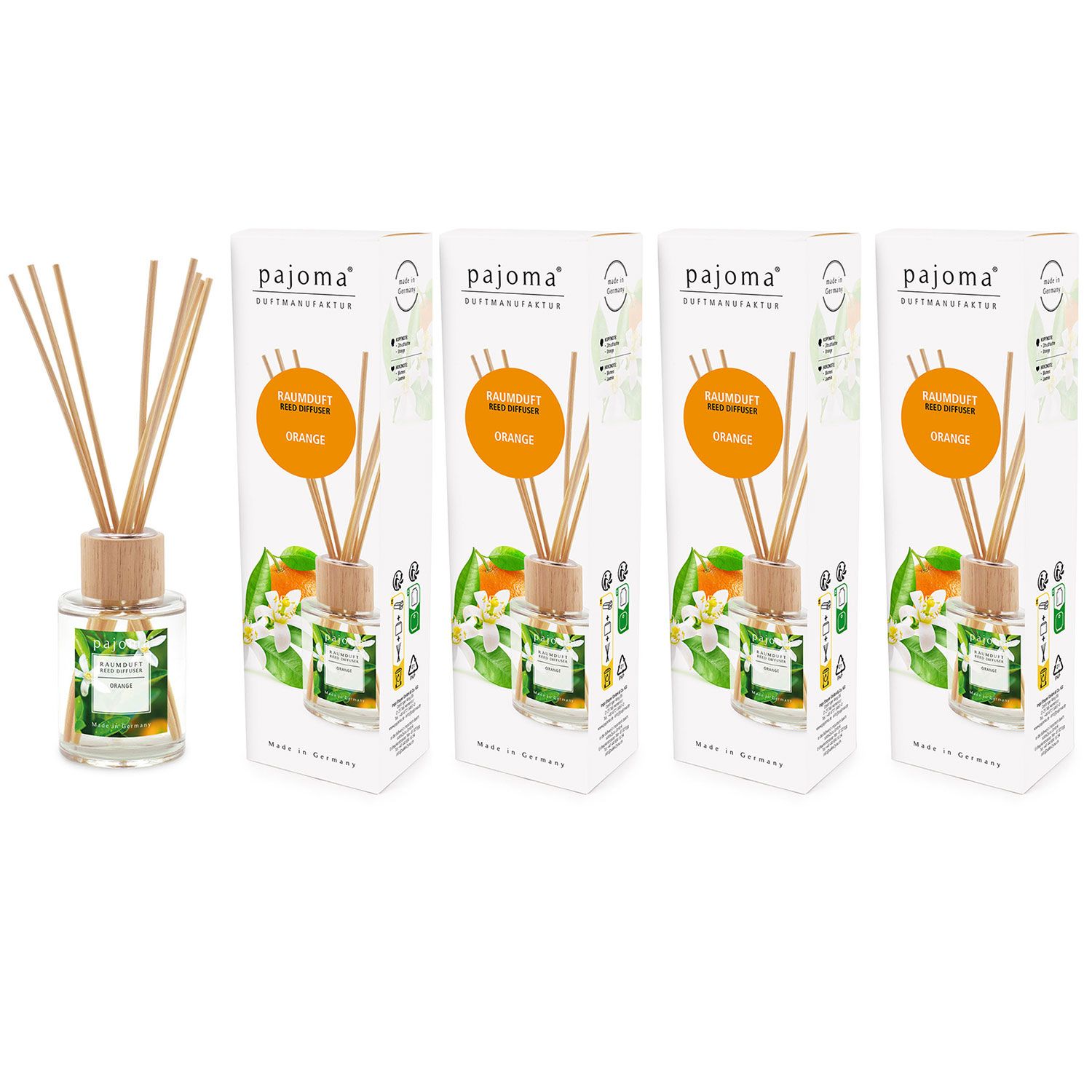 Raumduft Orange 4 x 100 ml Pajoma Raumduftdiffuser Duft�l Lufterfrischer Set