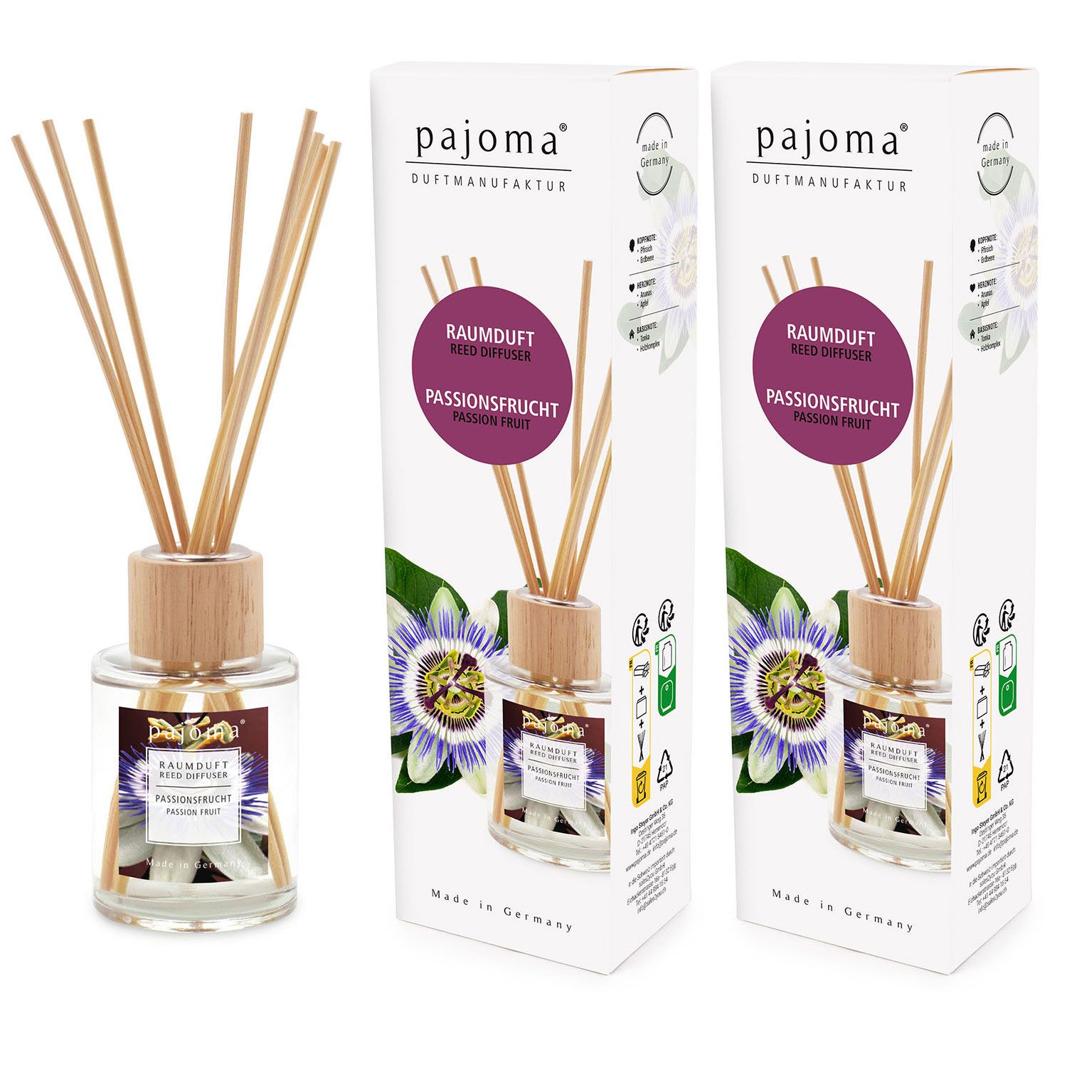 Raumduft Passionsfrucht 2 x 100 ml Pajoma Raumduftdiffuser Lufterfrischer Set