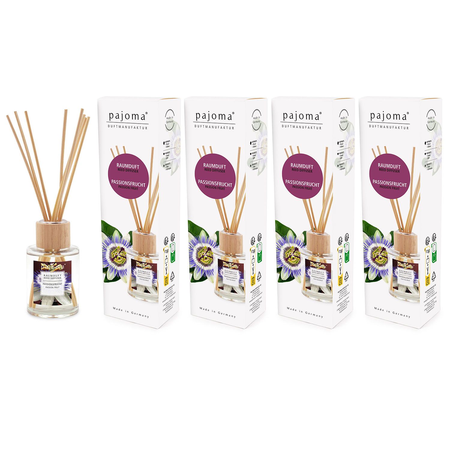 Raumduft Passionsfrucht 4 x 100 ml Pajoma Raumduftdiffuser Lufterfrischer Set