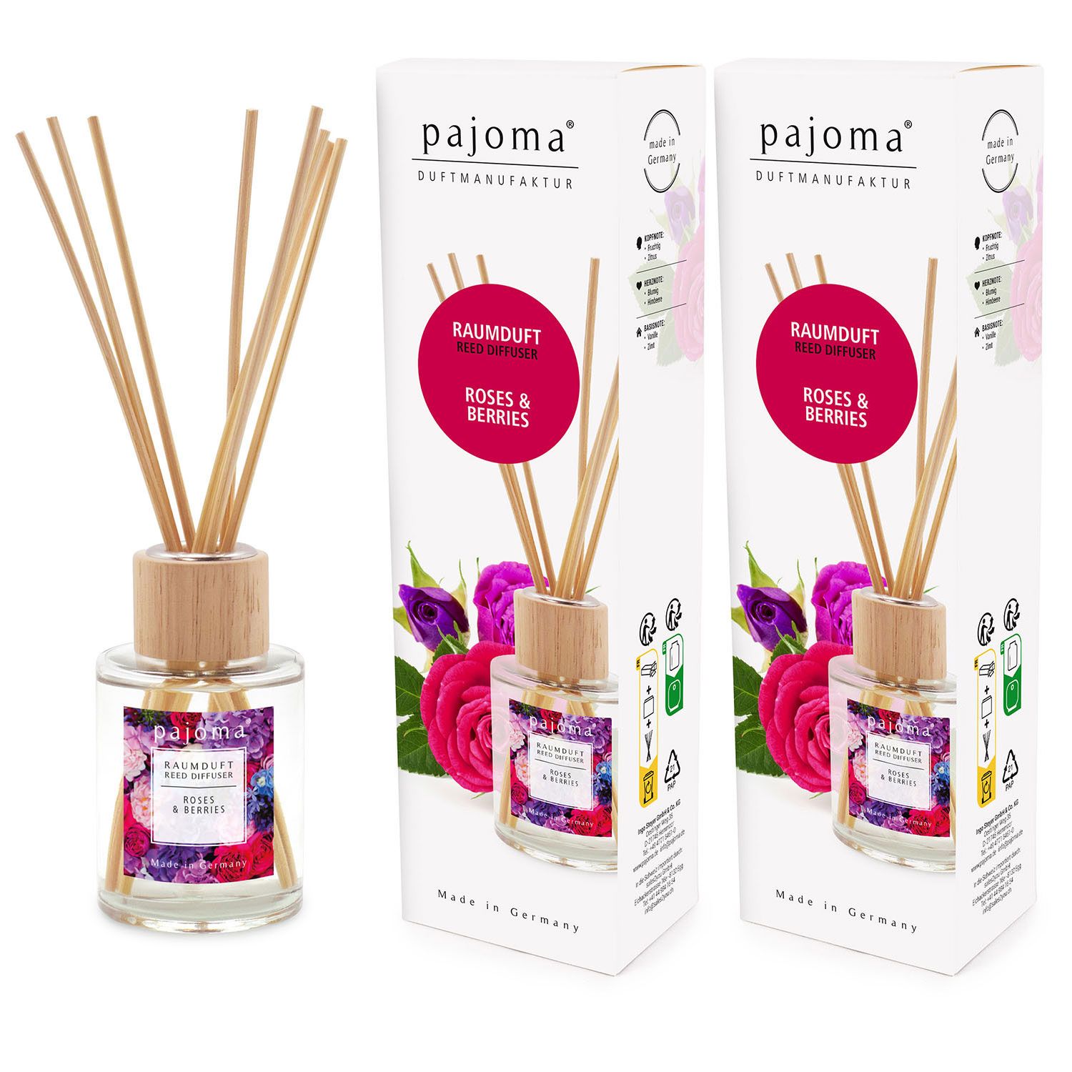 Raumduft Roses & Berries 2 x 100 ml Pajoma Raumduftdiffuser Lufterfrischer Set