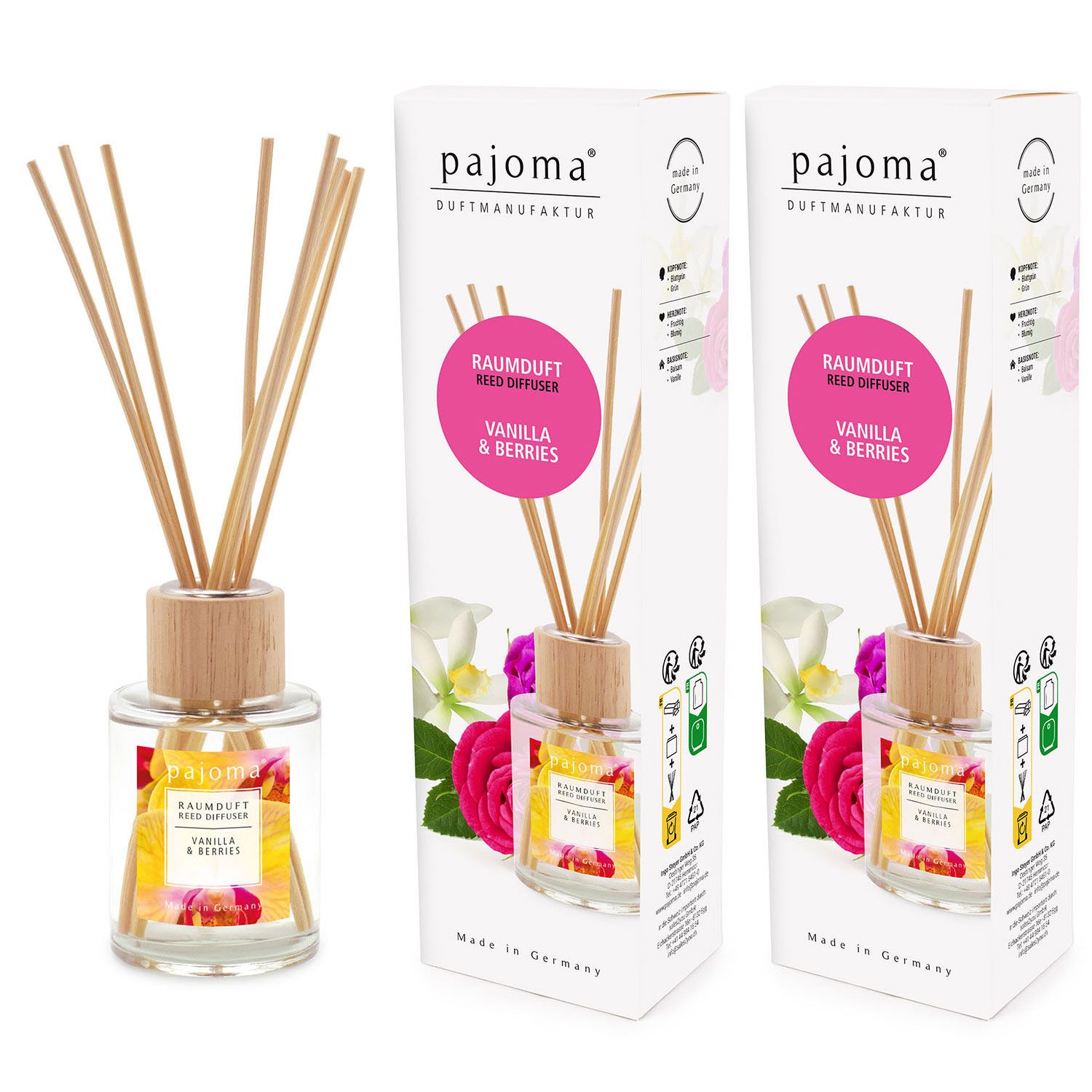 Raumduft Vanilla & Berries 2 x 100 ml Pajoma Raumduftdiffuser Lufterfrischer Set