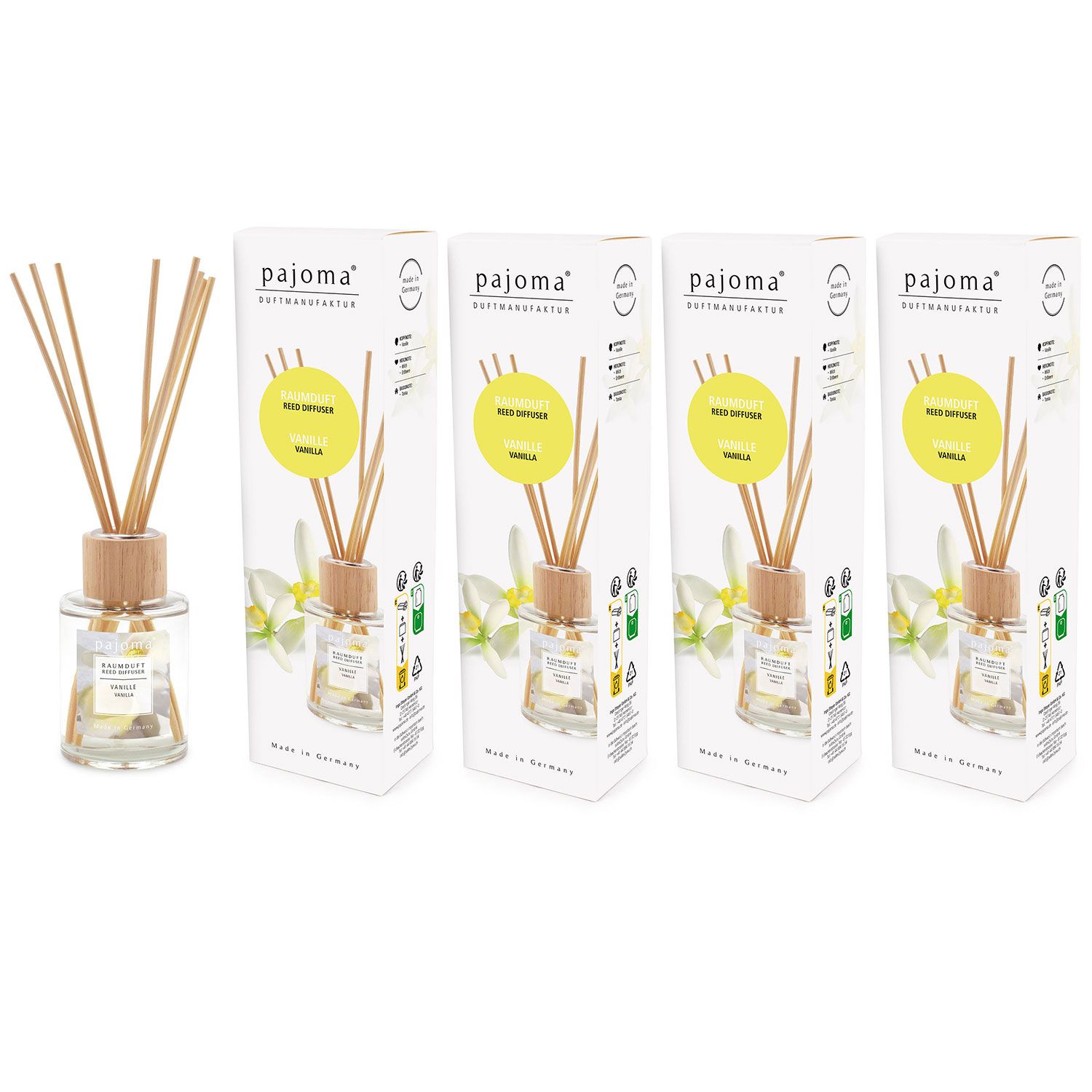 Raumduft Vanille 4 x 100 ml Pajoma Raumduftdiffuser Duft�l Lufterfrischer Set